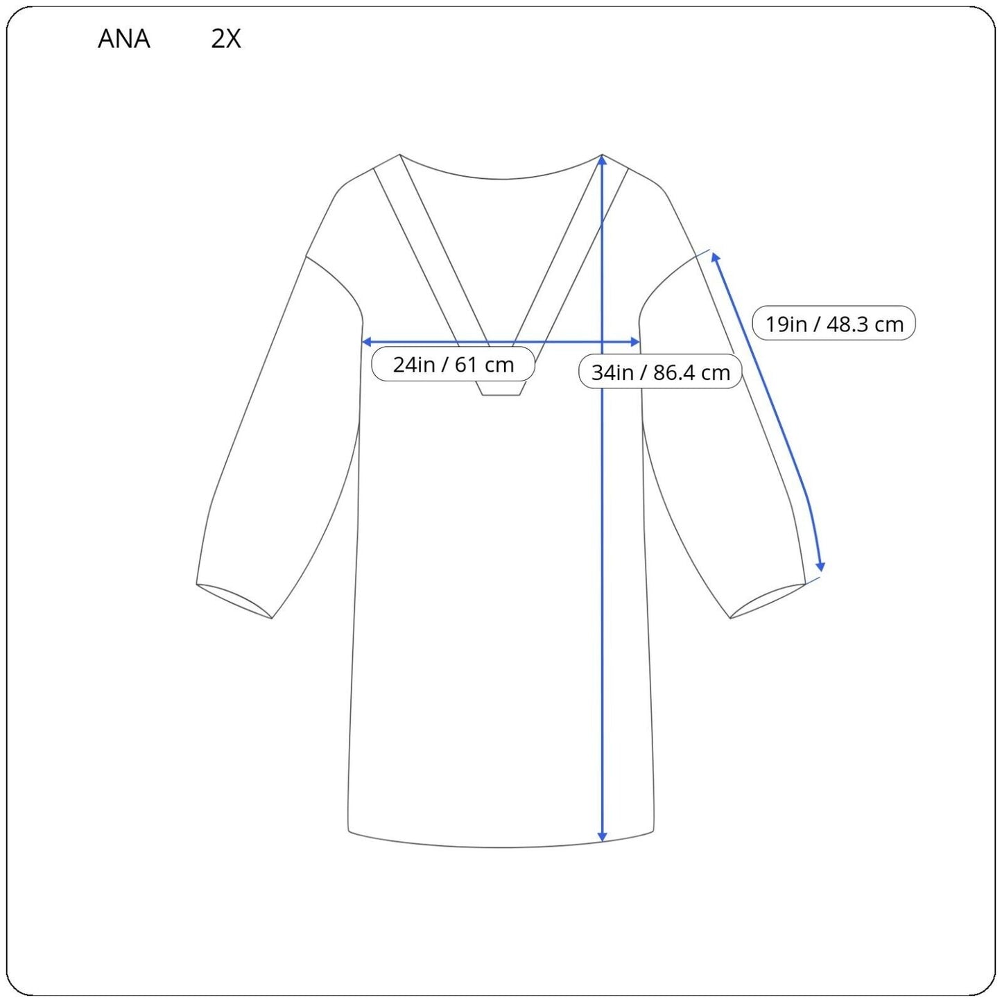 Ana Womens Top 2X Tunic 3/4 Sleeve Blue Tie Dye Lace Up Lightweight Sheer Casual