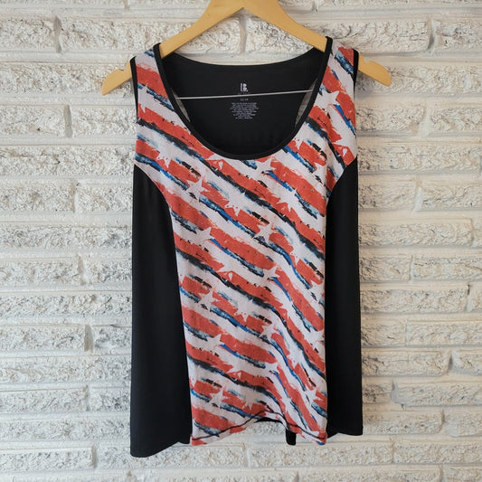 Fourth of July B Active Womens Top 22 24 Plus Tank Racerback Patriotic Black Red