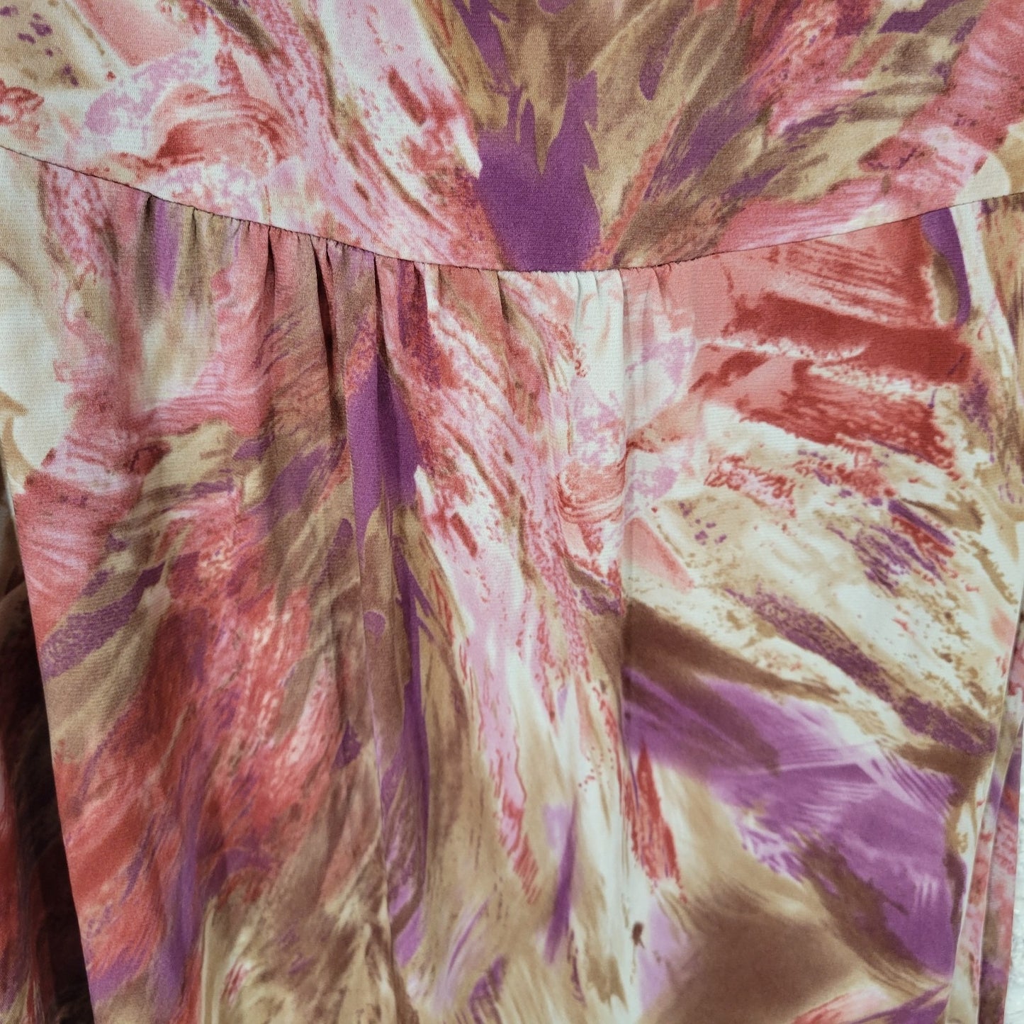 Avenue Women Top 18 20 Plus Tank Purple Brown Watercolor Back Window Lightweight