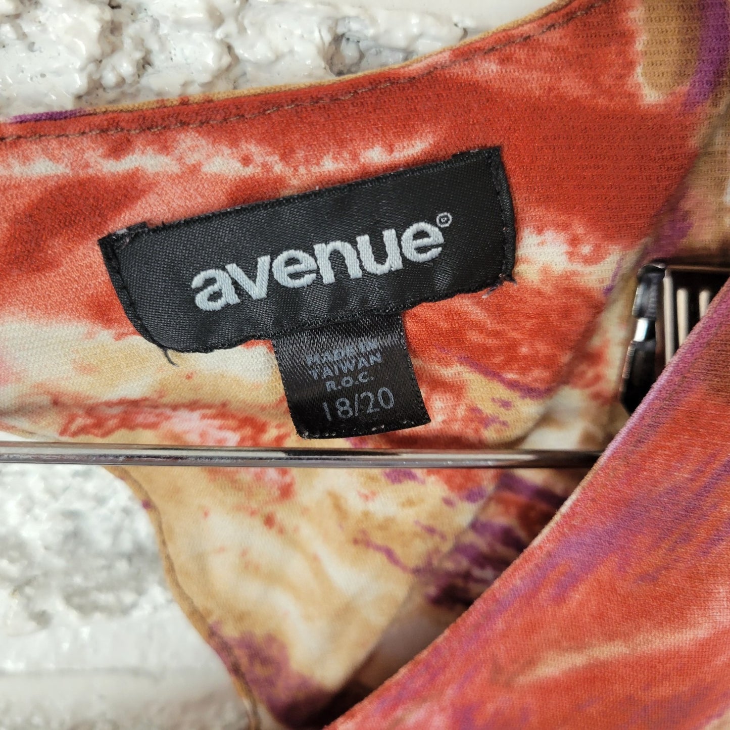 Avenue Women Top 18 20 Plus Tank Purple Brown Watercolor Back Window Lightweight