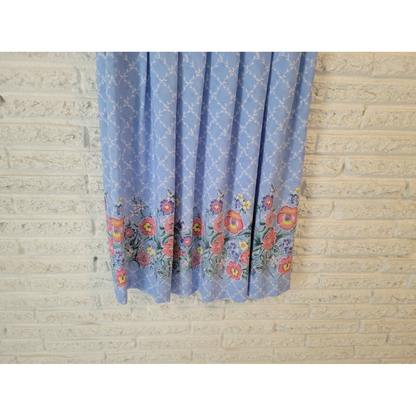 Napa Valley Womens Skirt 22W Plus ALine Polyester Blue Floral Button Pleated