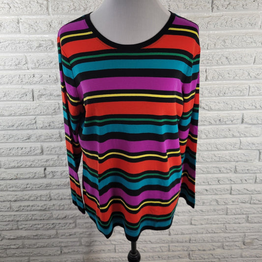 Westbound PXL Top Tee Shirt Multicolored Striped Knit 100% Cotton STR92XE