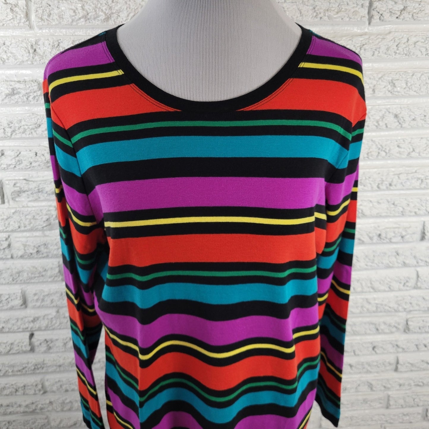 Westbound PXL Top Tee Shirt Multicolored Striped Knit 100% Cotton STR92XE