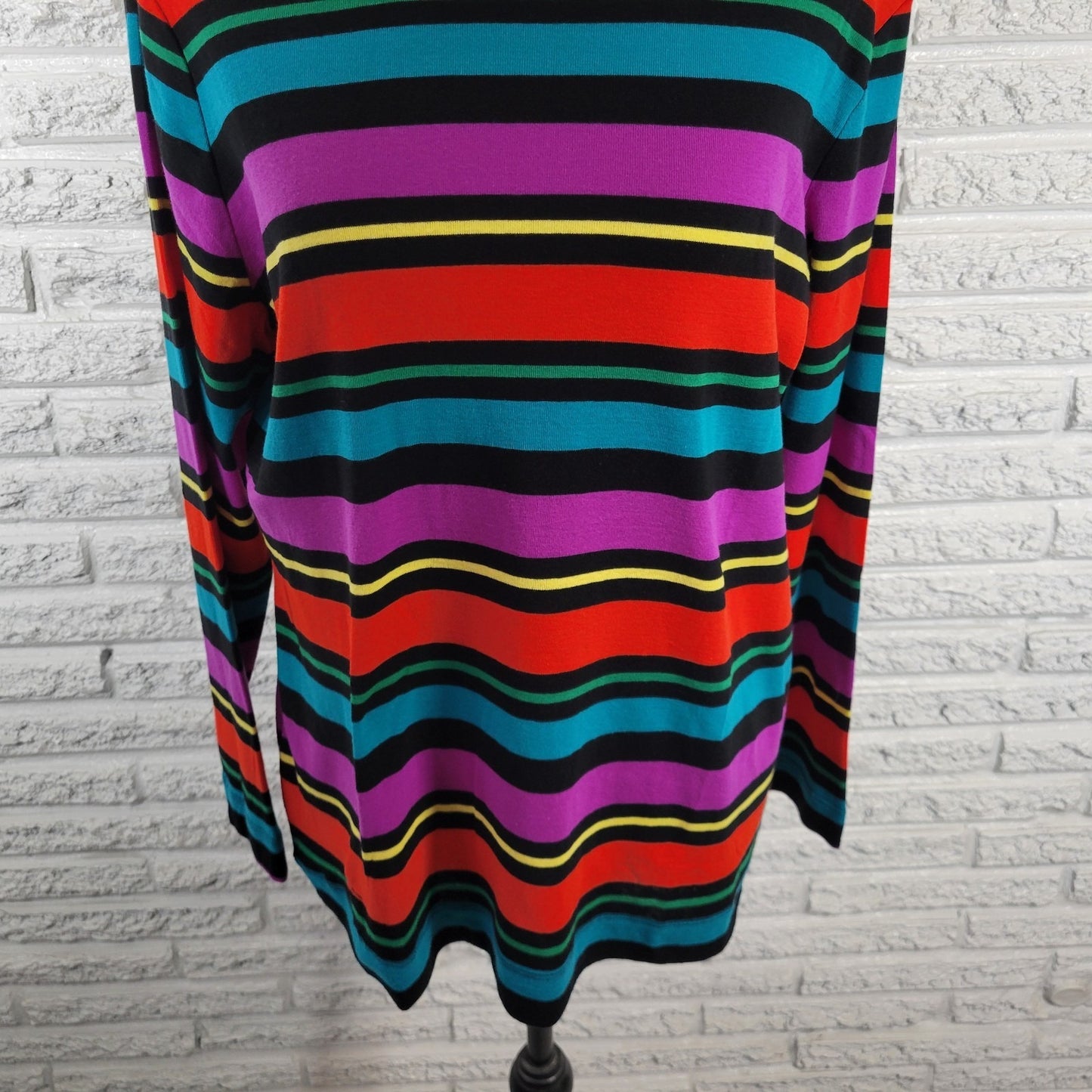 Westbound PXL Top Tee Shirt Multicolored Striped Knit 100% Cotton STR92XE