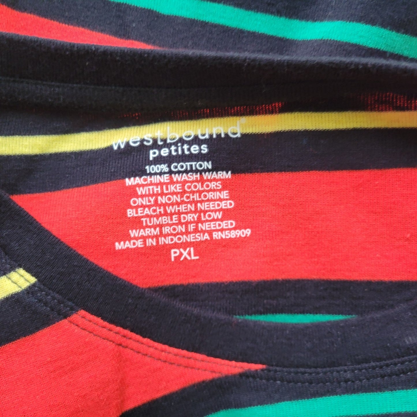Westbound PXL Top Tee Shirt Multicolored Striped Knit 100% Cotton STR92XE