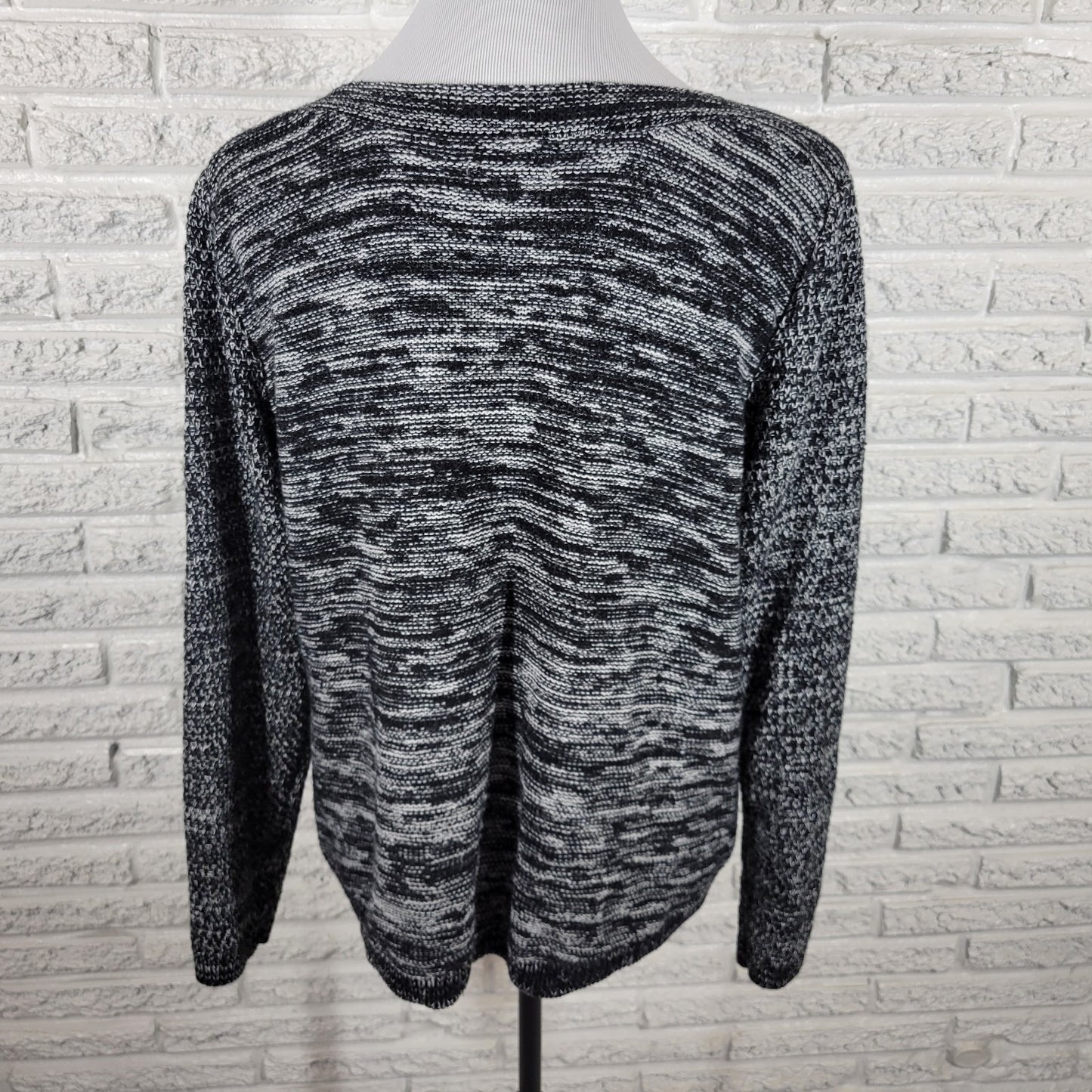 Croft Barrow Womens Sweater Extra Large Black Cable Knit Marled Speckle Acrylic