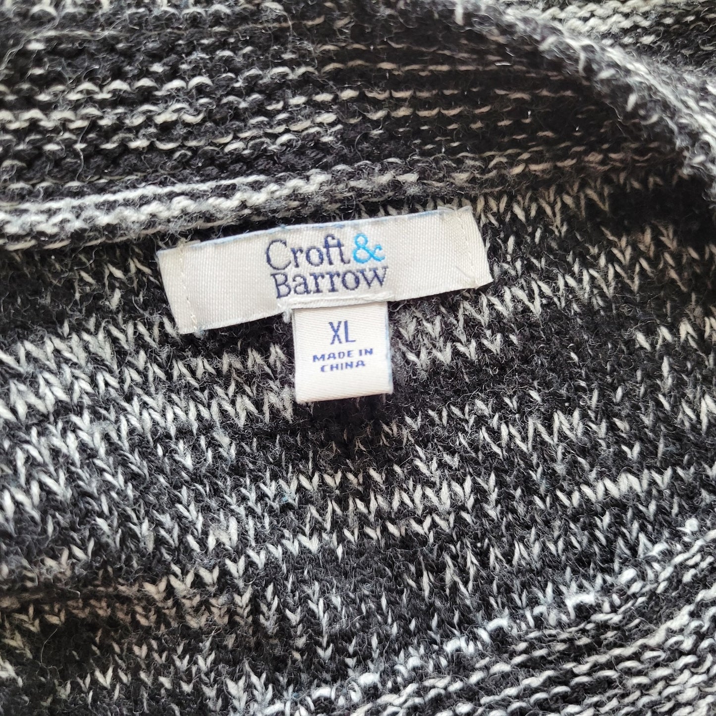 Croft Barrow Womens Sweater Extra Large Black Cable Knit Marled Speckle Acrylic