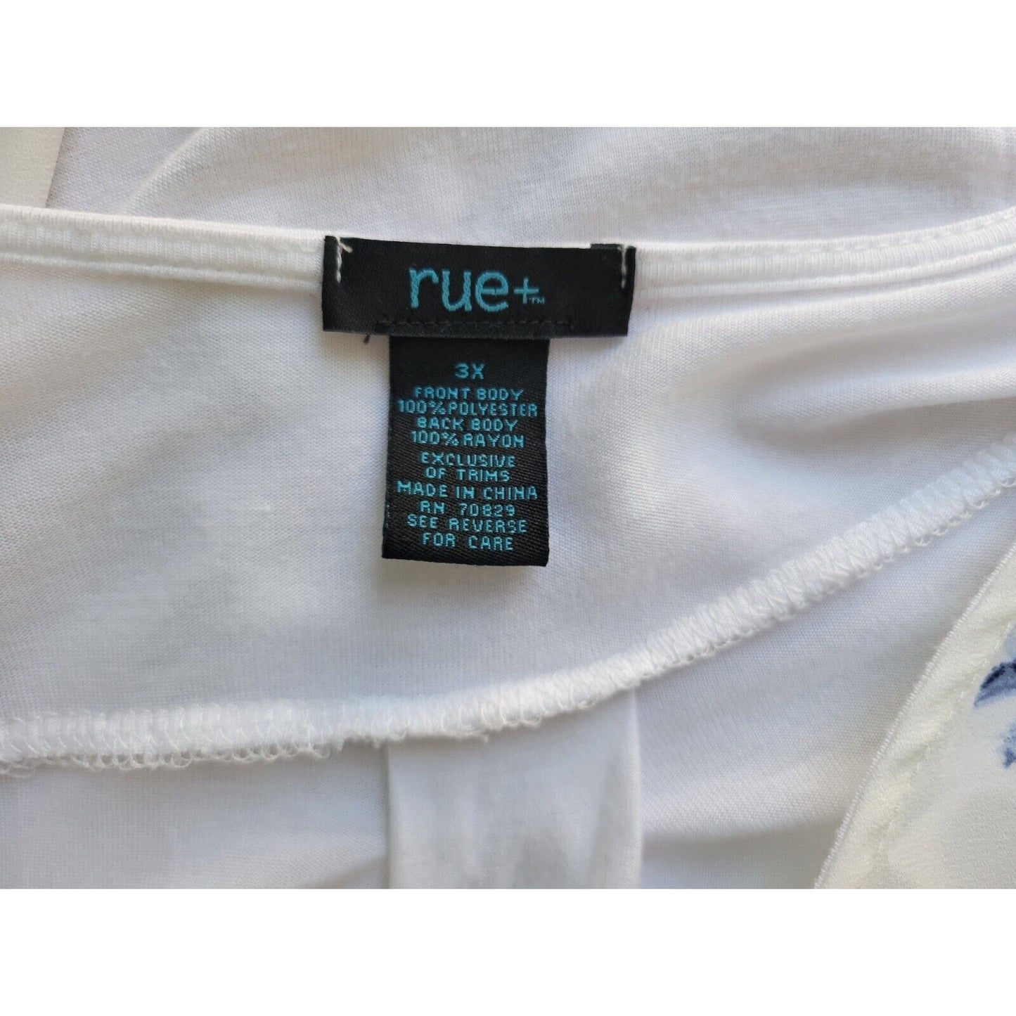 Rue Plus Womens Top 3X Plus Roll Tab Sleeve Quarter Zip Blue Floral Faux Pockets