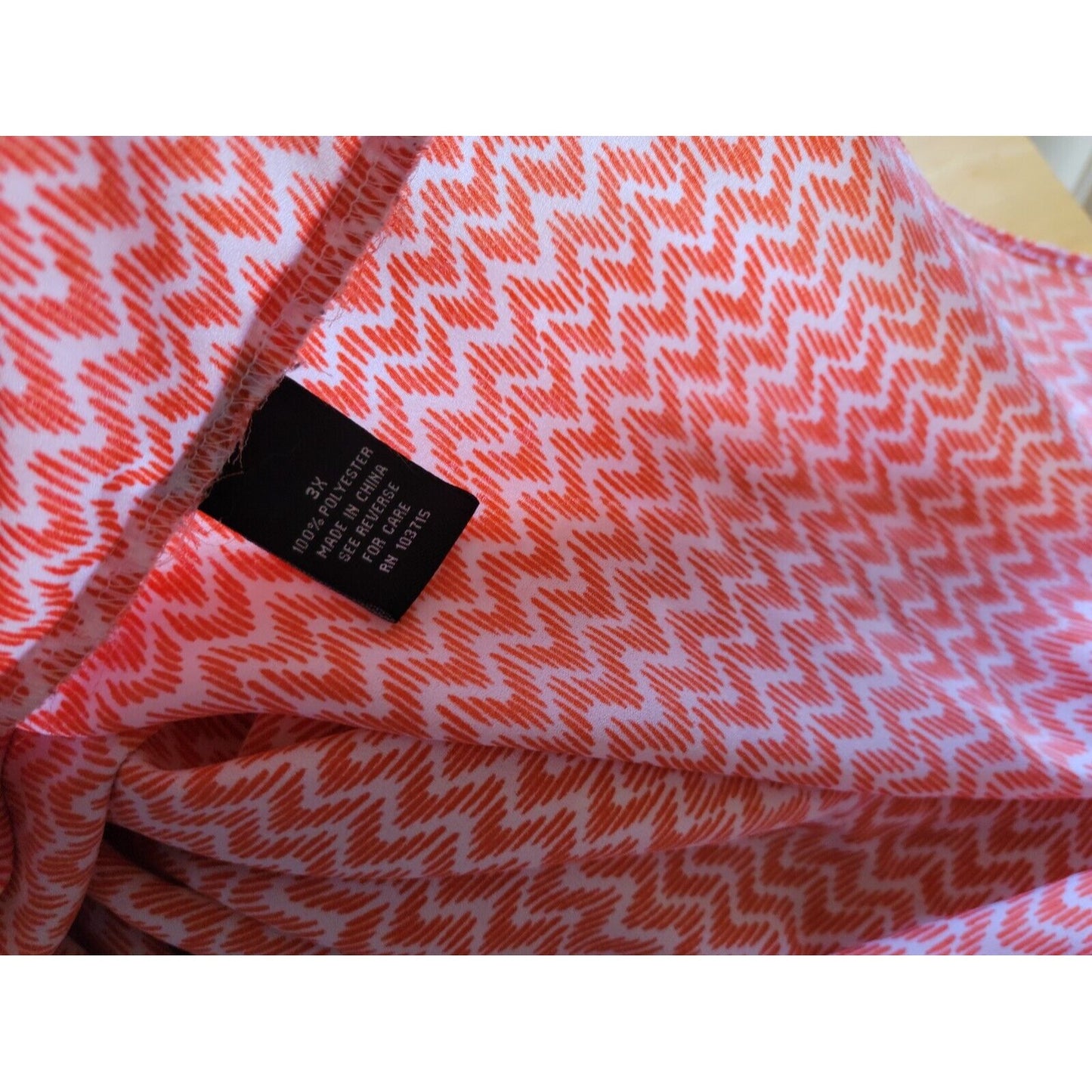 Zac Rachel Women Top 3X Sleeveless Orange Geometric Button Up Collar Lightweight