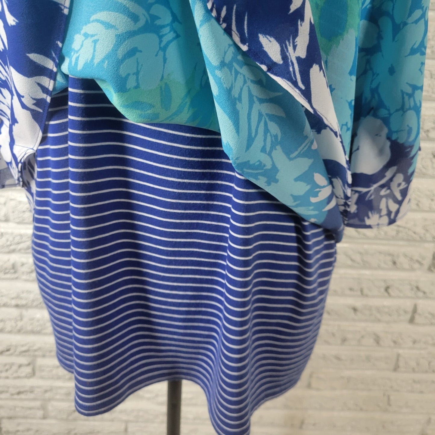 Ruby Rd Women Top XL Kimono Sleeve with Tank Blue Floral Lined Lightweight Comfy