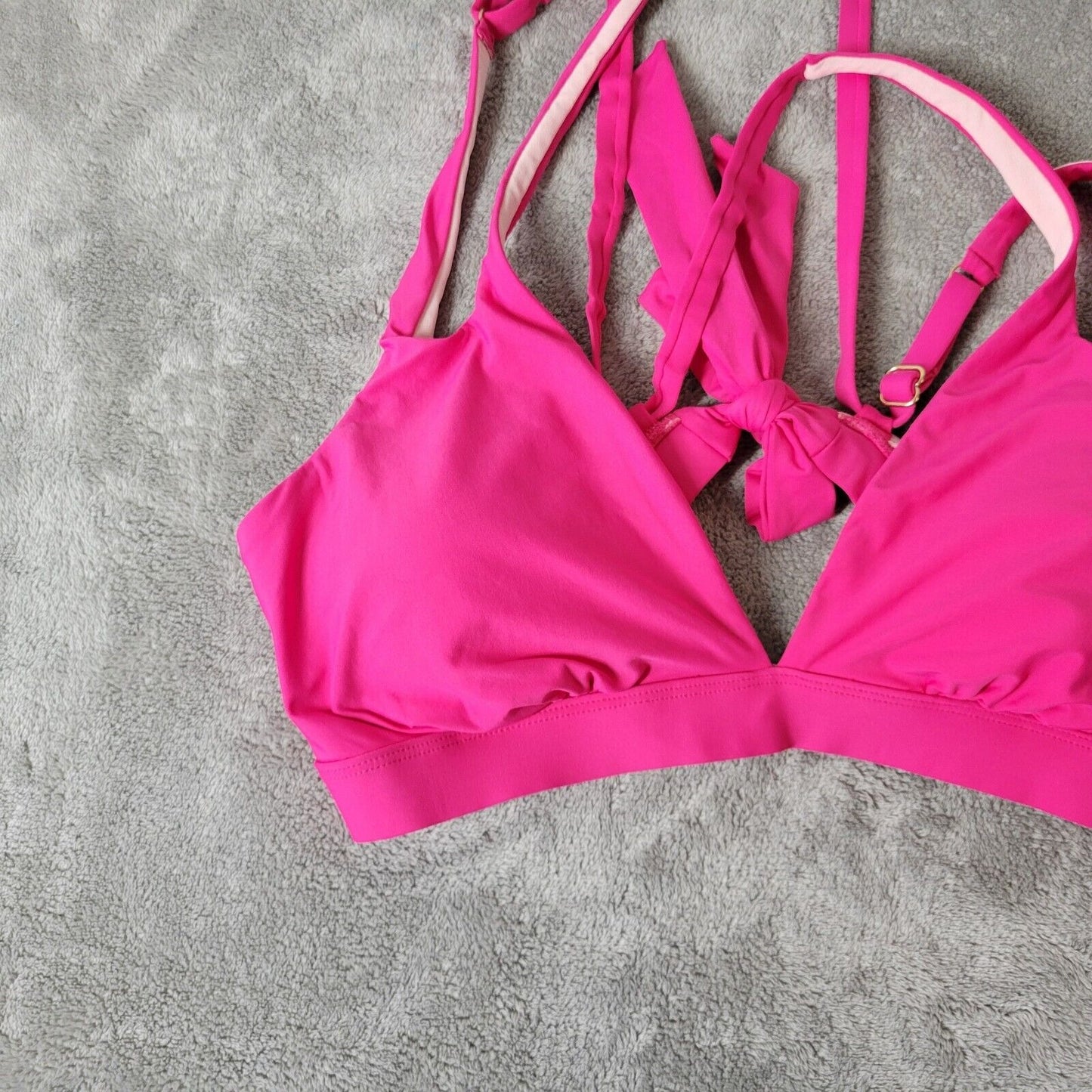 Time Tru Womens Bikini Top XL 16 18 Pink Adjustable Spaghetti Bra Lightweight