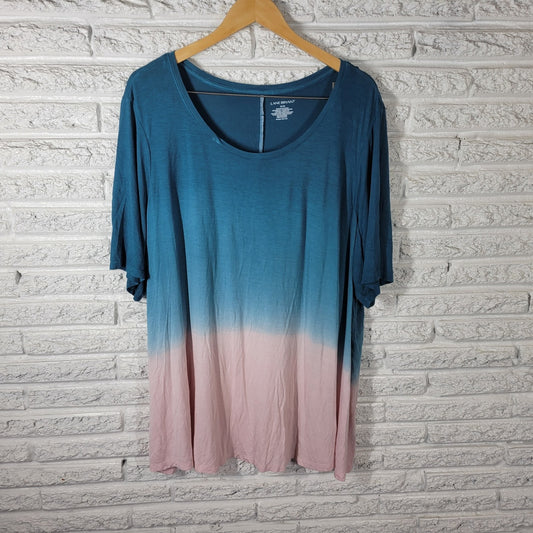 Lane Bryant Womens Top 26 28 Plus Tee Tunic Blue Ombre Comfy Casual Rayon Blend