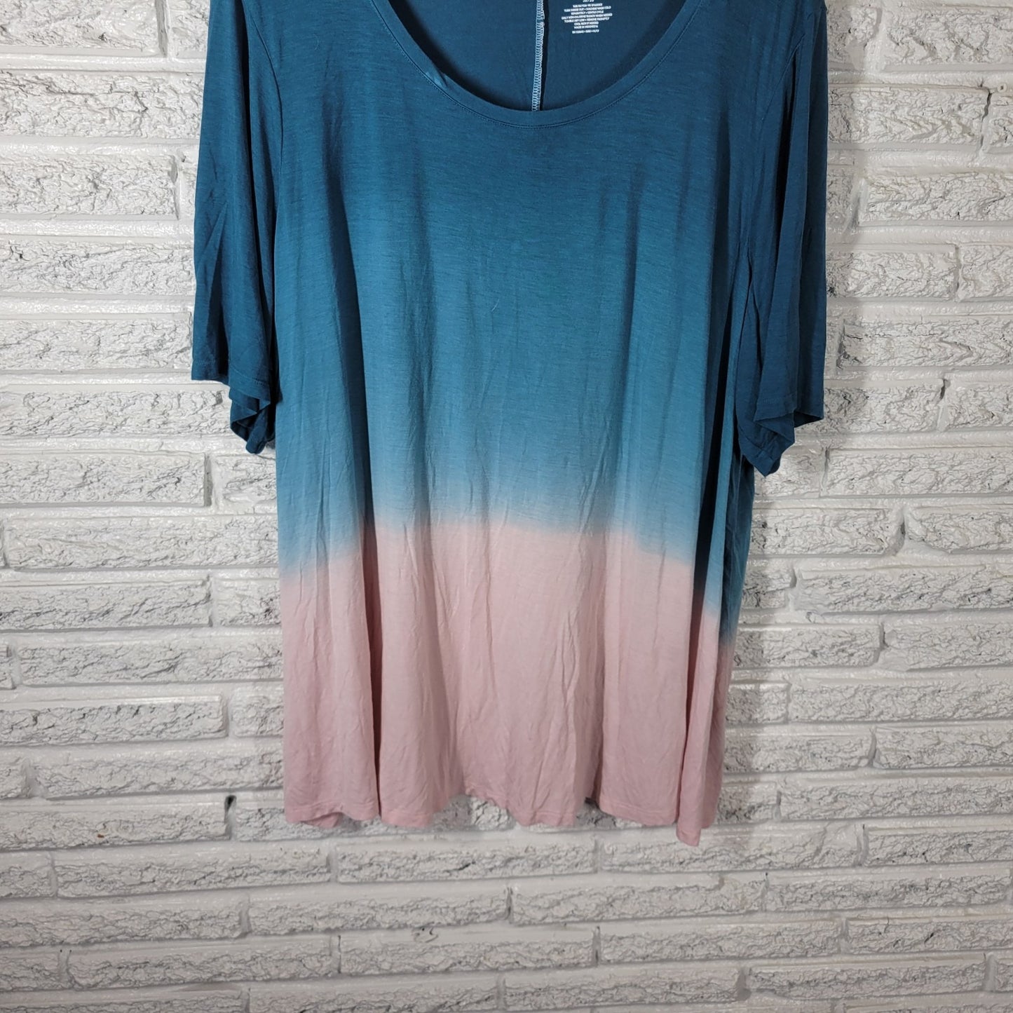 Lane Bryant Womens Top 26 28 Plus Tee Tunic Blue Ombre Comfy Casual Rayon Blend