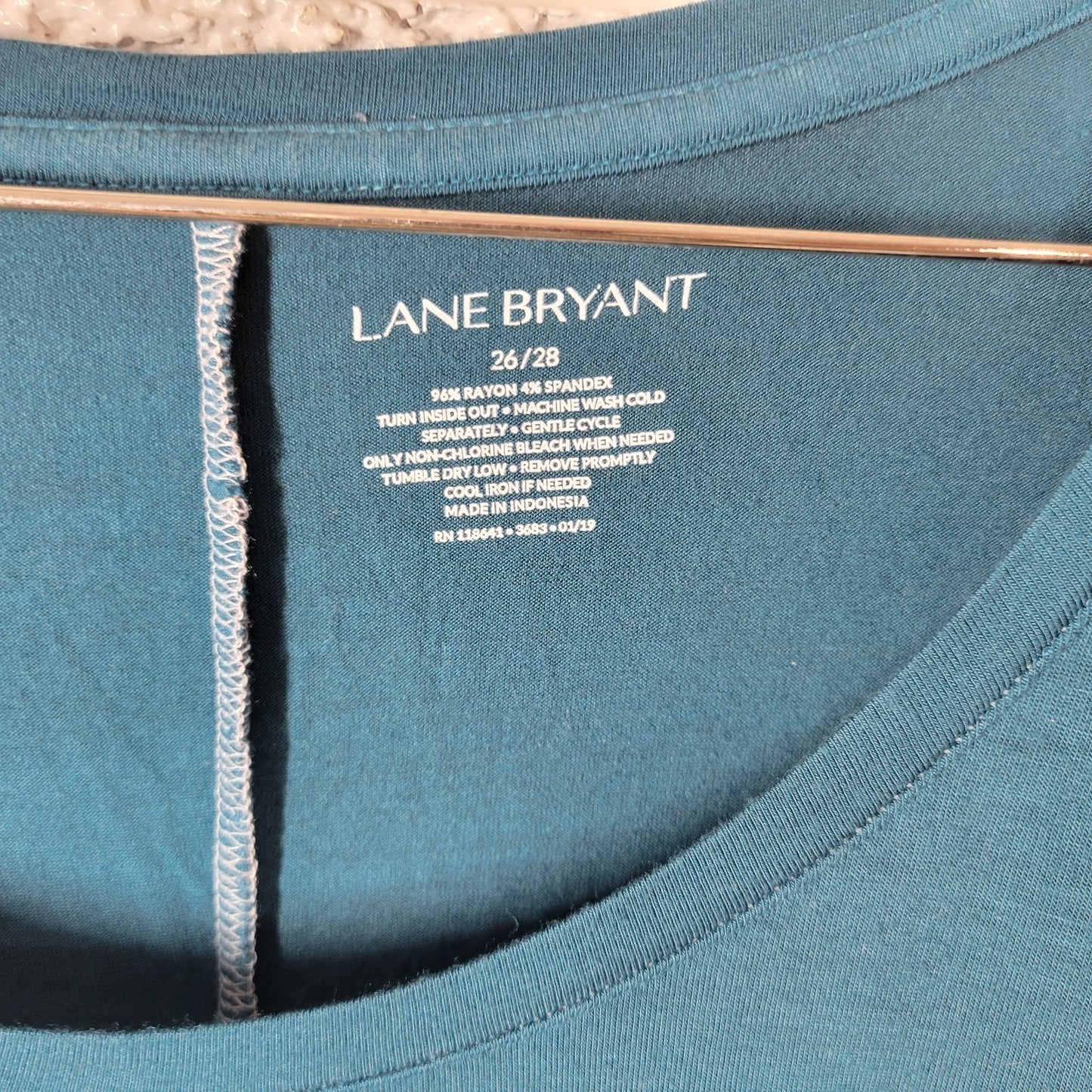 Lane Bryant Womens Top 26 28 Plus Tee Tunic Blue Ombre Comfy Casual Rayon Blend
