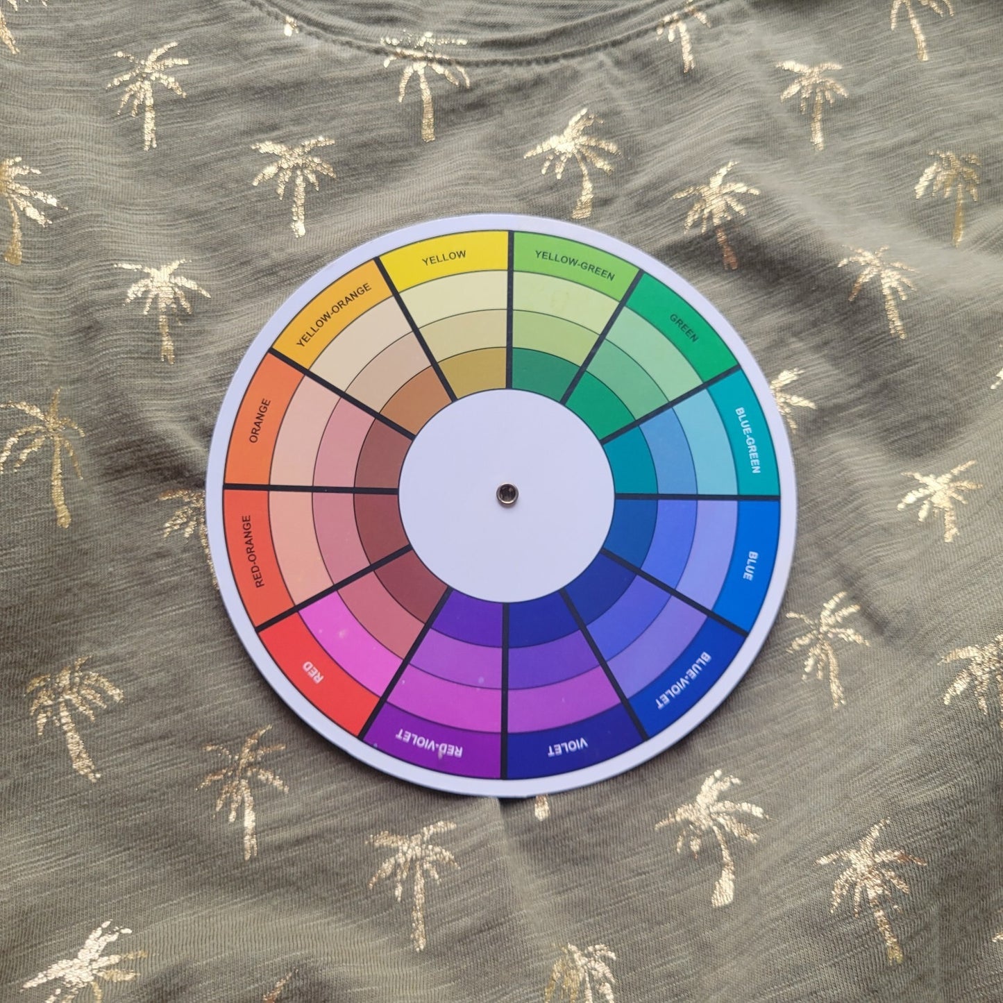 Chicos Women Top 3 Standard XL Ultimate Tee Comfy Green Gold Palm Trees Tropical