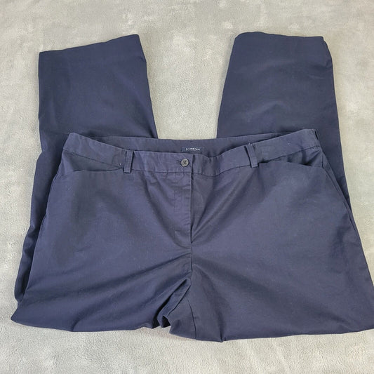 Jones New York Womens Pants 20W Plus Straight Leg Blue Cotton Blend Zip Fly