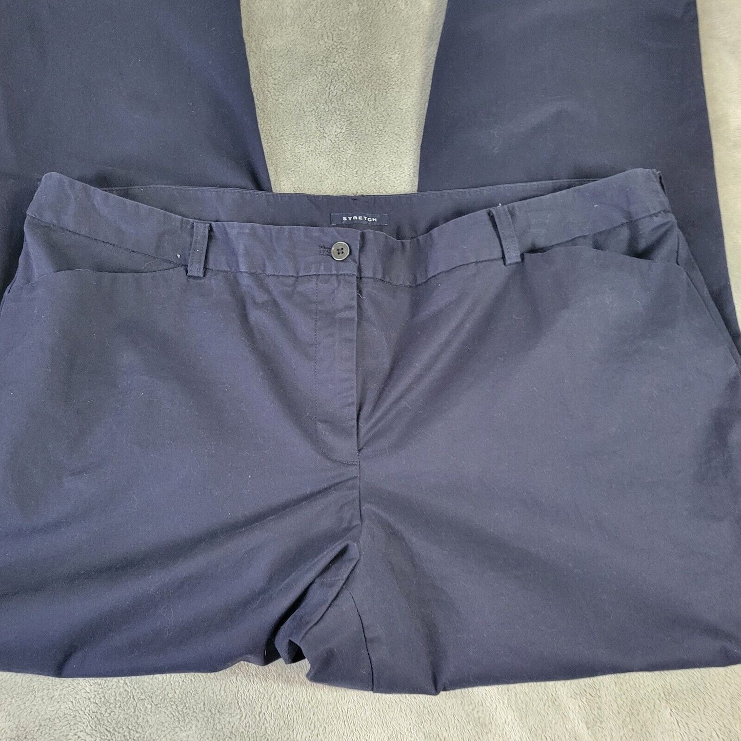 Jones New York Womens Pants 20W Plus Straight Leg Blue Cotton Blend Zip Fly