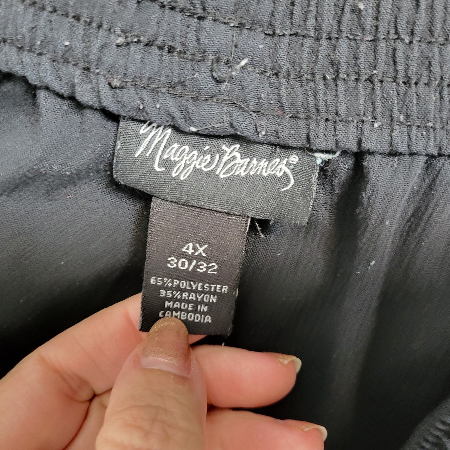 Maggie Barnes Womens Pants 4X Plus Pull On Black Polyester Blend Office Casual