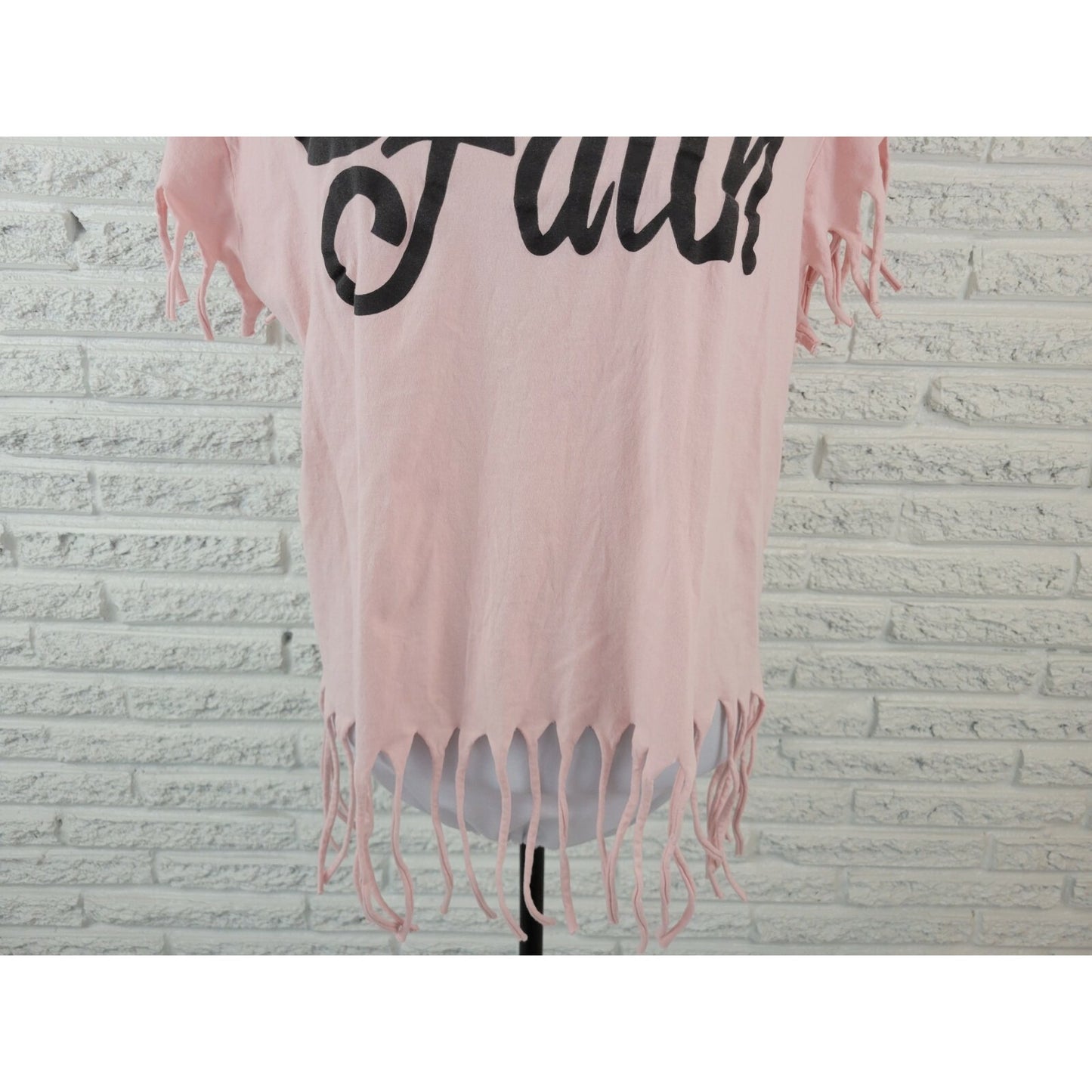On Fire Womens Top 1X Plus Tee Boho Faith Dream Believe Achieve Pink Fringe