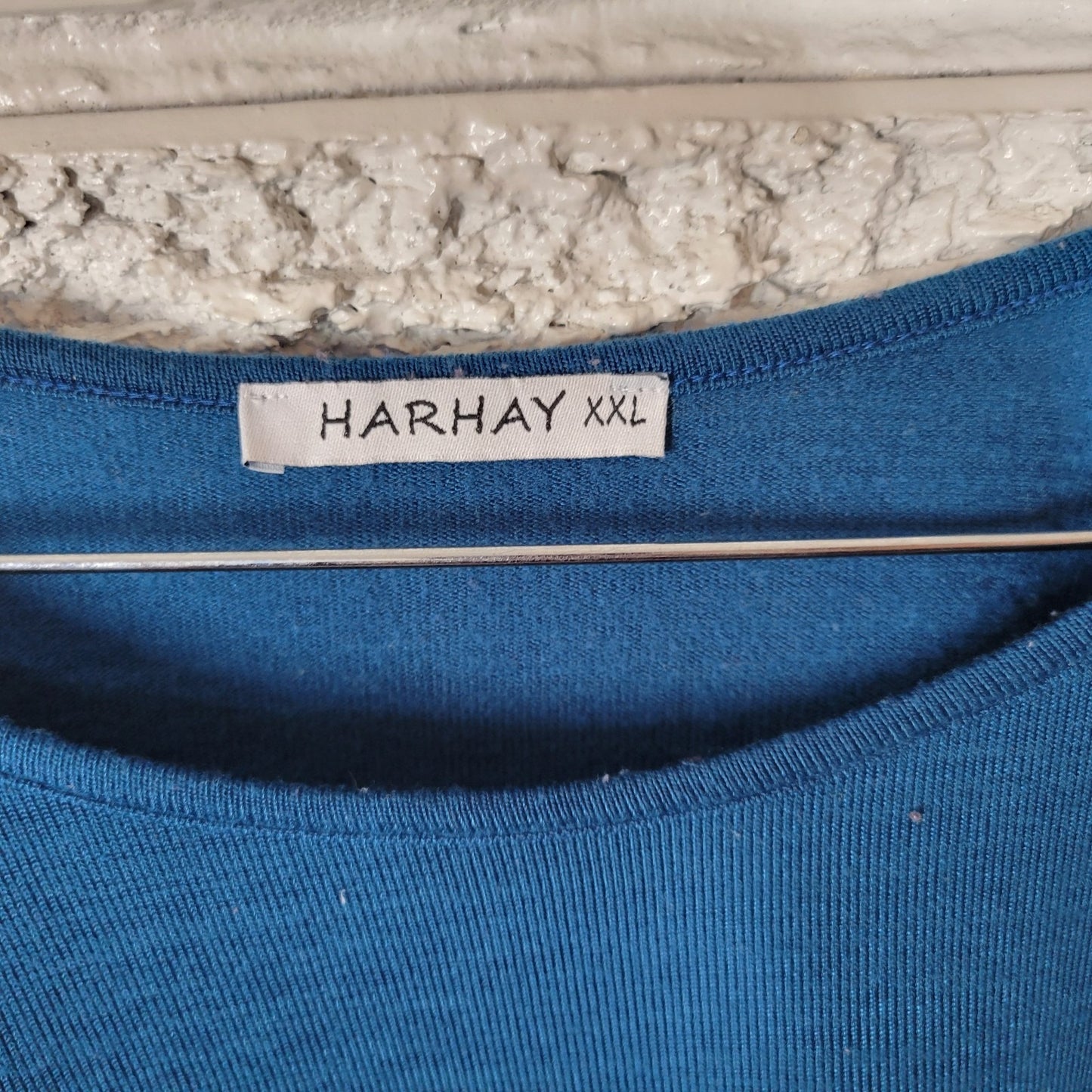 Harhay Womens Top XXL Plus Long Sleeve Blue Purple Stripe Knit Poly Blend Casual