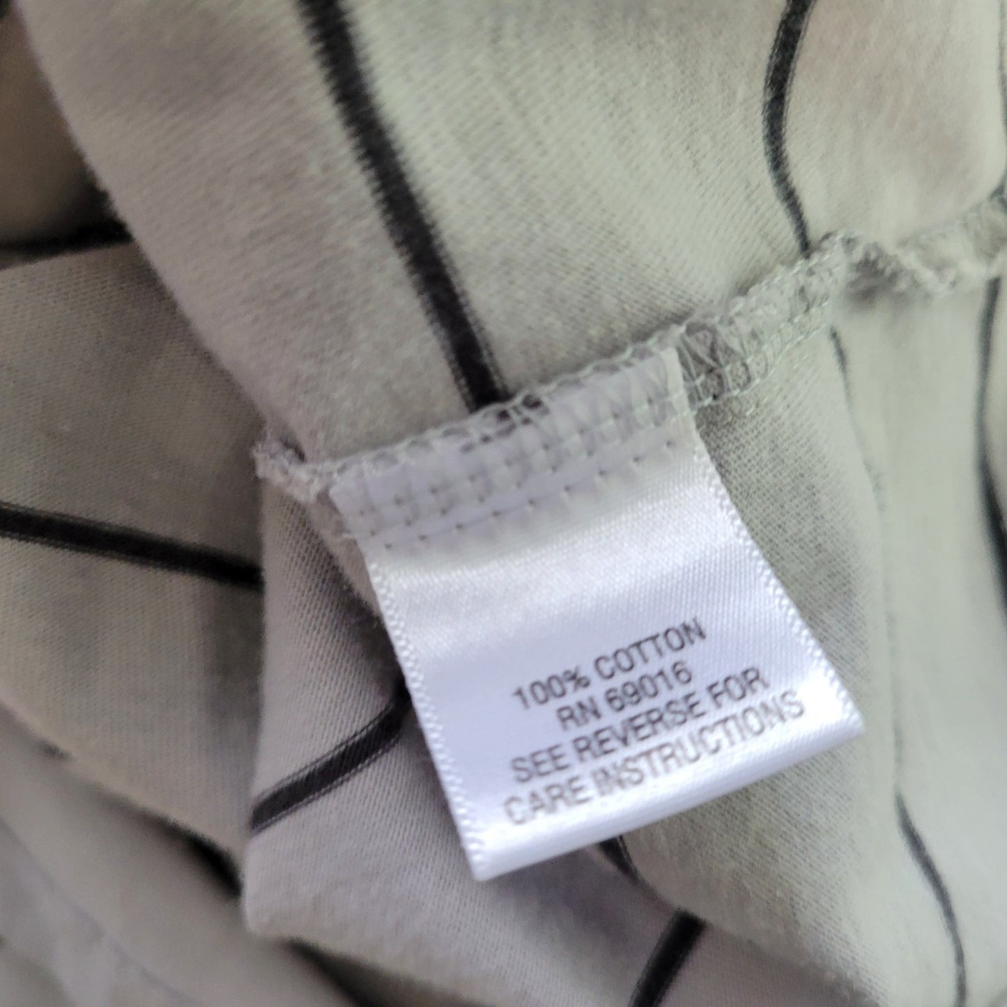 Studio Works Womens Top XL 3/4 Cuff Sleeves Gray Stripe Cotton 1/4 Button Casual