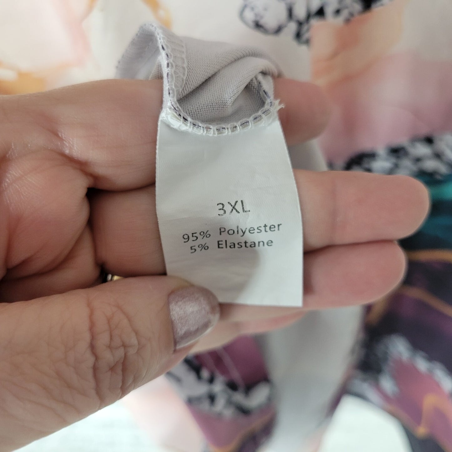 Womens Top 3XL Plus Tee Short Sleeve Purple Gold Watercolor Poly Blend Comfy