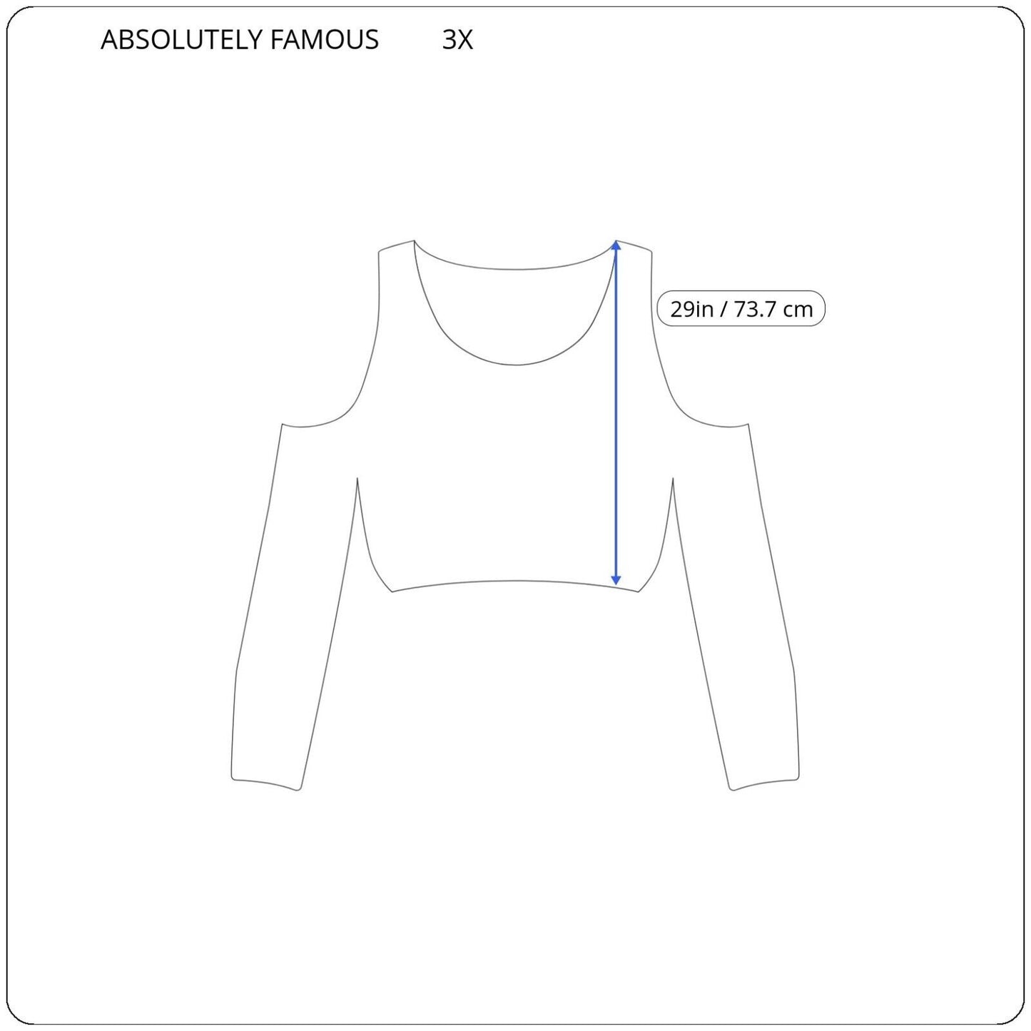 Absolutely Famous Womens Top 3X 3/4 Sleeve Open Back Tan Cold Shoulder Comfy