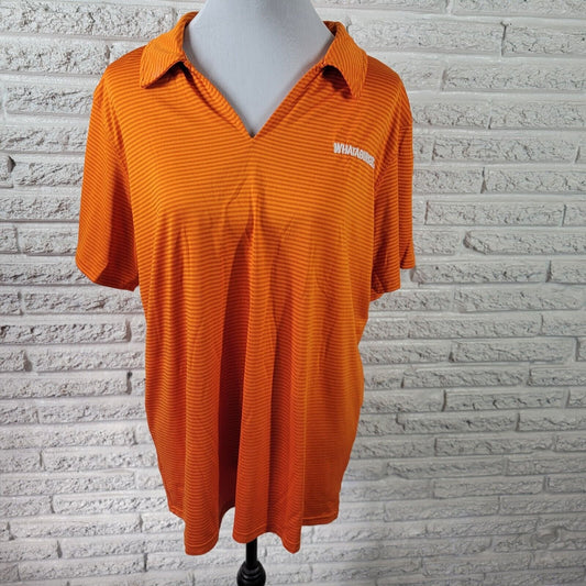 Whataburger Womens Top Extra Large XL Uniform Short Sleeve Collar Orange Stripe