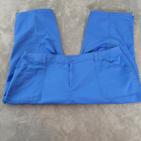 Style Co Womens Pants 20W Plus Capri Cargo Blue Zip Fly Tied Hems Lightweight
