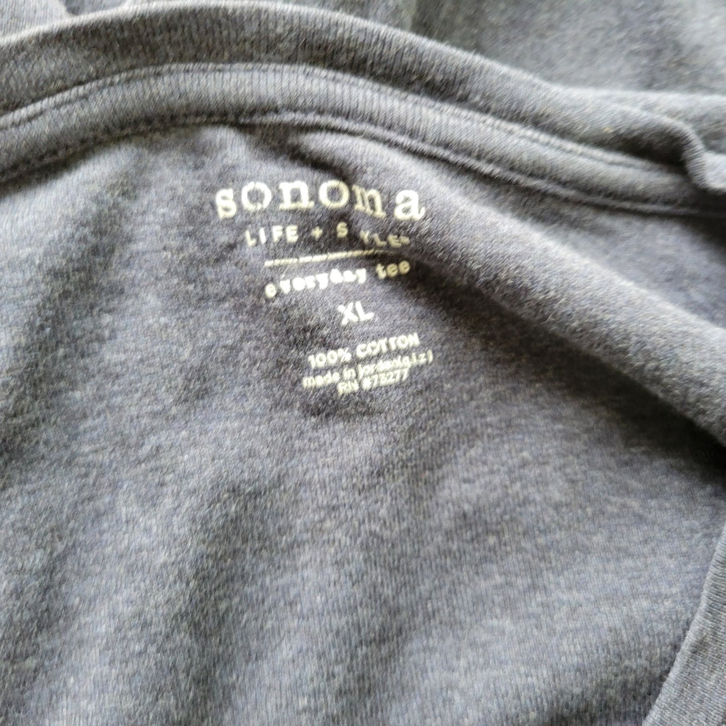 Sonoma Women's XL Blue Long Sleeve Tee Shirt 100% Cotton Jersey Crew BLU176E