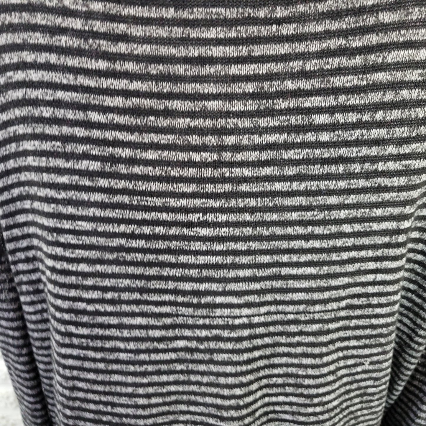 A.N.A. Sweater 2X Plus Black Gray Striped Asymmetric 3/4 Sleeve Stretch Pullover