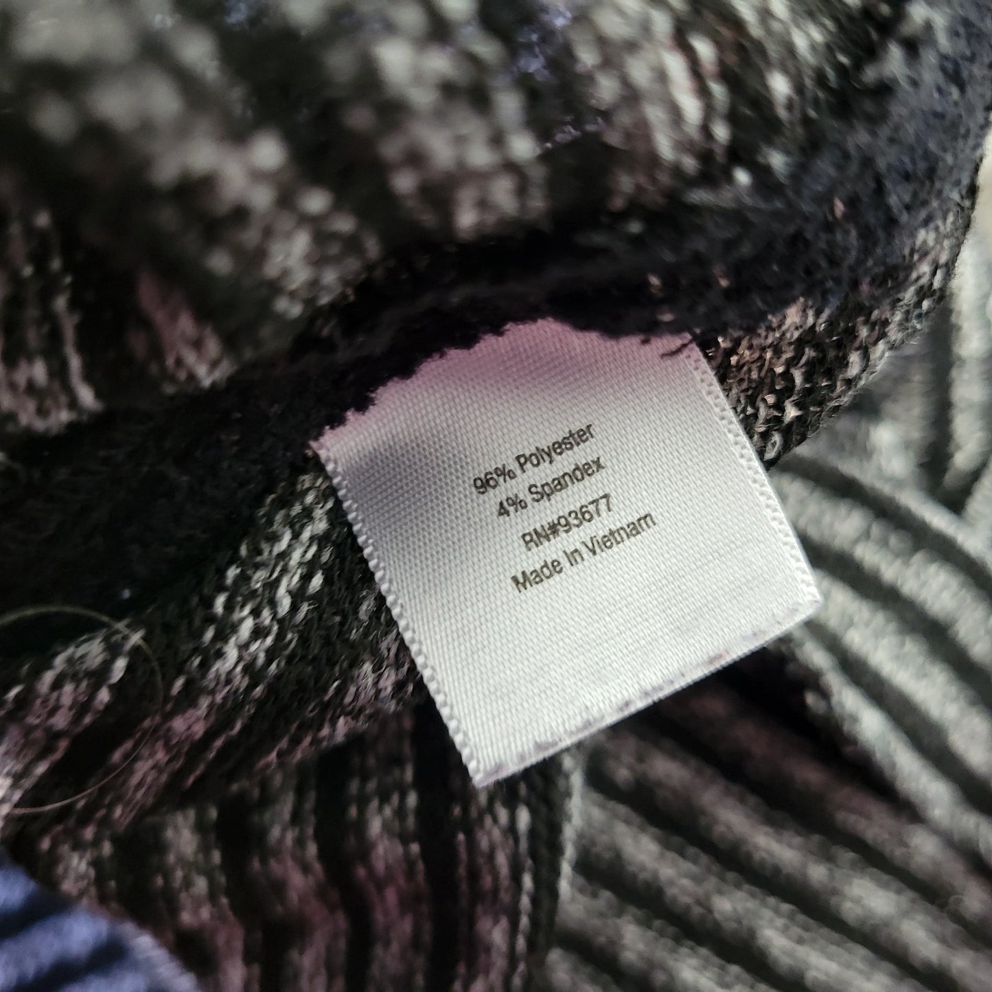 A.N.A. Sweater 2X Plus Black Gray Striped Asymmetric 3/4 Sleeve Stretch Pullover