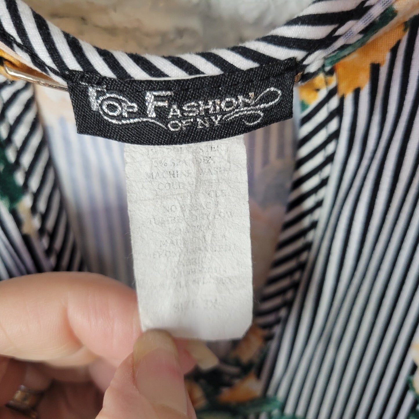 Top Fashion New York Womens Top 3X Plus Tank Spaghett Strap Tan Green Stripe