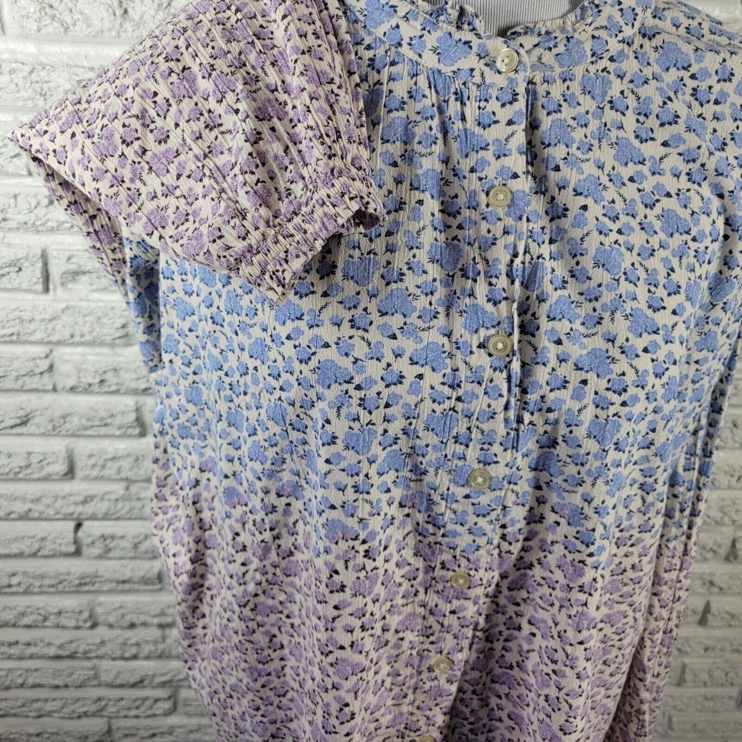 Style Co Womens Topo XXL Long Sleeve Blue Lavender Floral Casual Lightweight