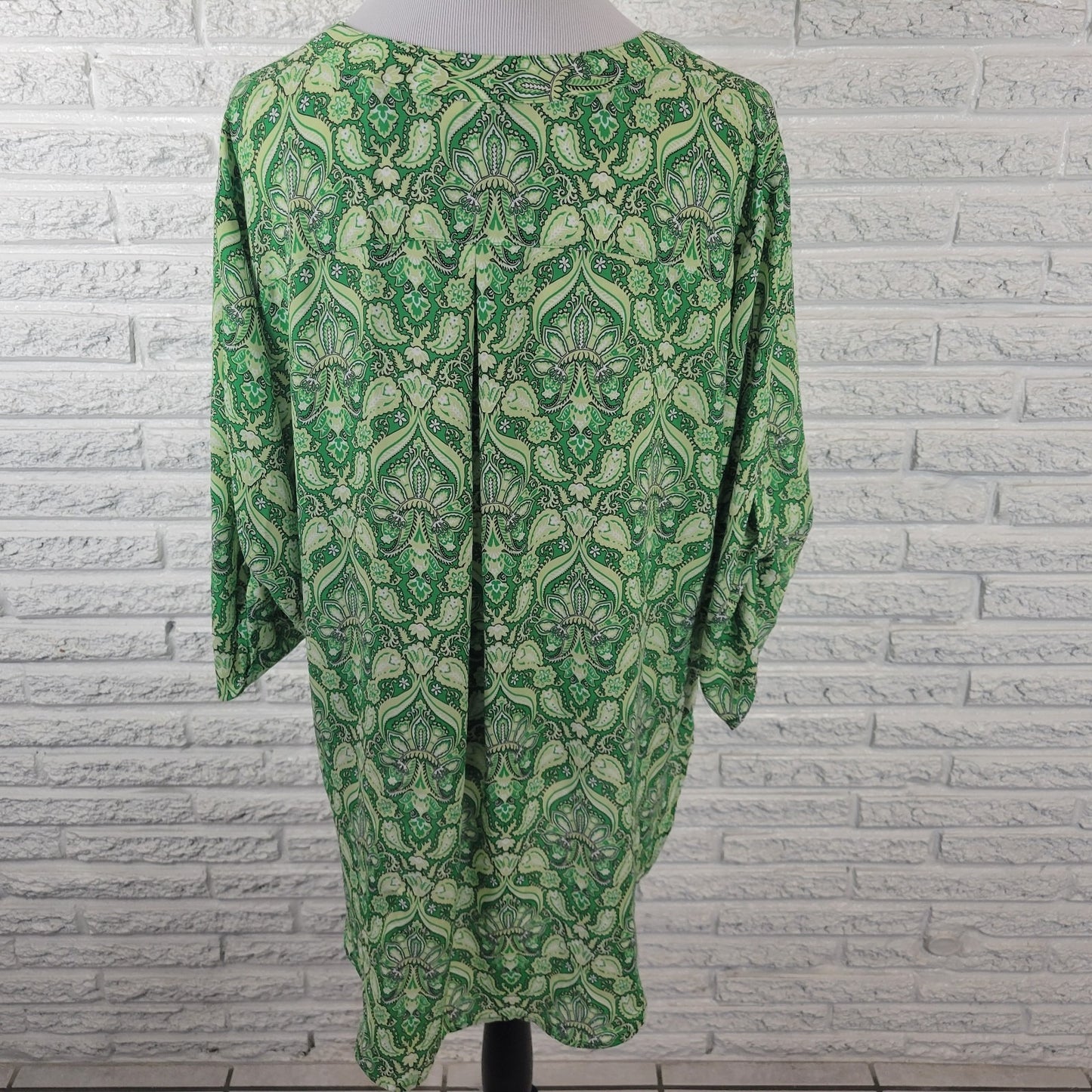 Cato Est 1946 Womens Top 18P 20P Petite Roll Tab Sleeve Green Floral Semi Sheer