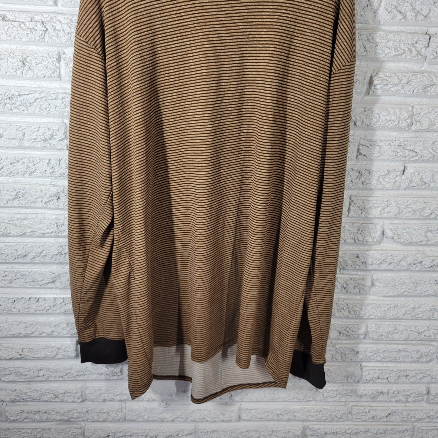 Lularoe Womens Top 3XL Plus Tee Tunic Brown Tan Stripe Poly Blend Casual Comfy