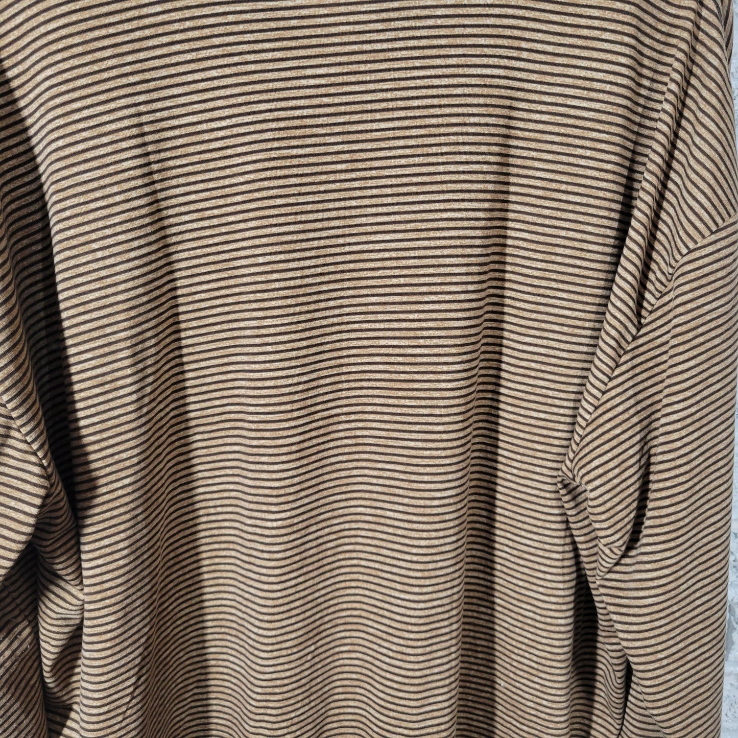 Lularoe Womens Top 3XL Plus Tee Tunic Brown Tan Stripe Poly Blend Casual Comfy