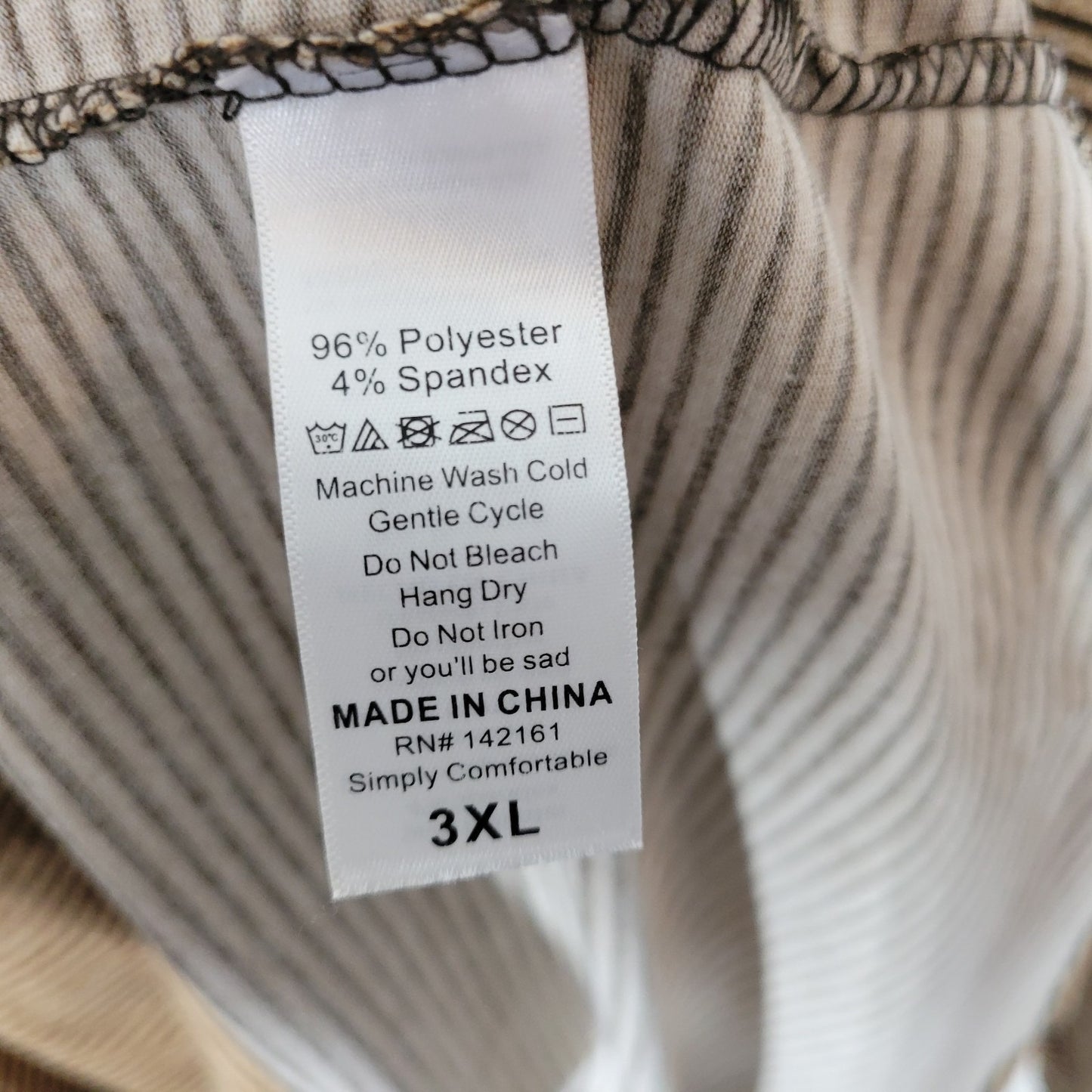 Lularoe Womens Top 3XL Plus Tee Tunic Brown Tan Stripe Poly Blend Casual Comfy