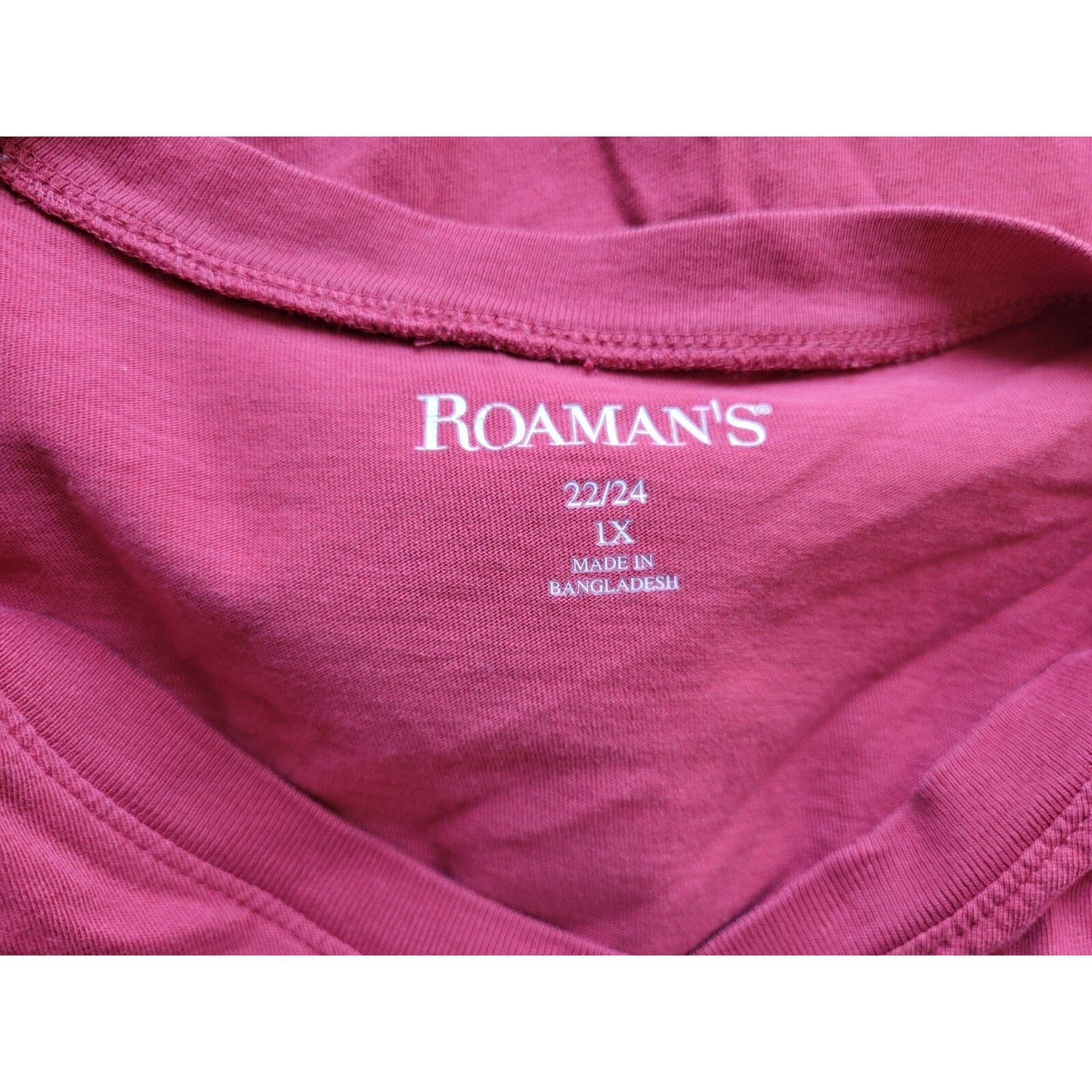 Roamans Womens Top 1X Plus Tee Tunic 3/4 Sleeve Stretchy Cotton Casual Basic