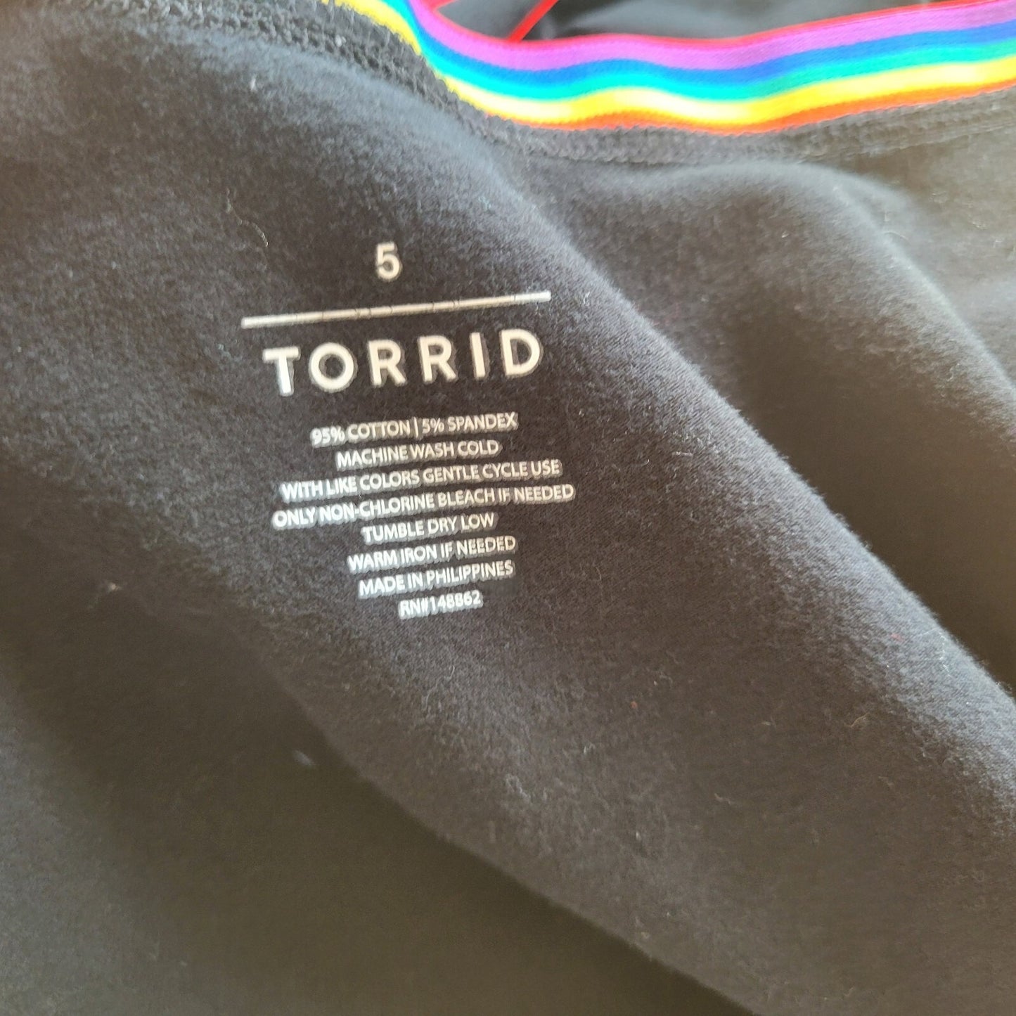 Torrid Womens Top 5 5X Plus Bodysuit Black Rainbow Wide Strap Snap Lightweight