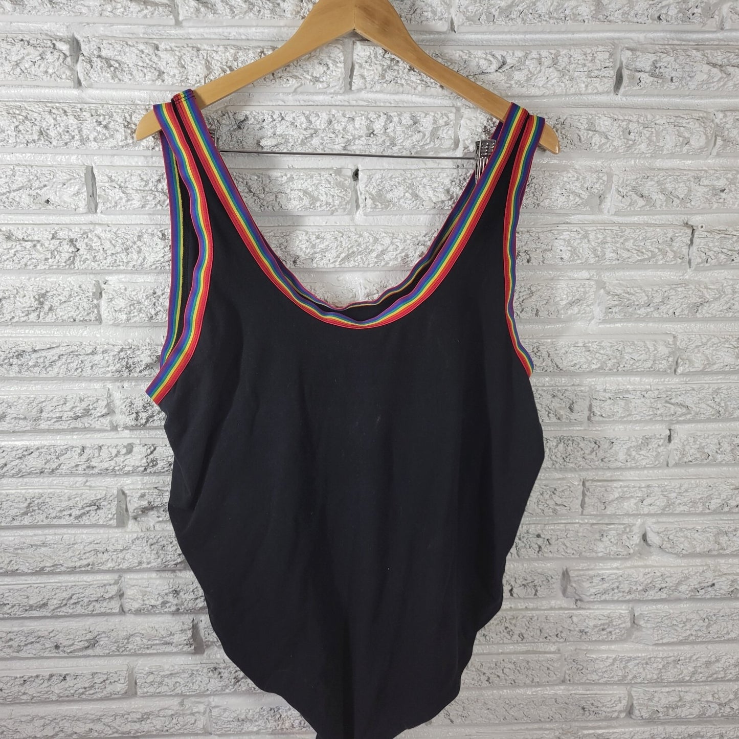 Torrid Womens Top 5 5X Plus Bodysuit Black Rainbow Wide Strap Snap Lightweight