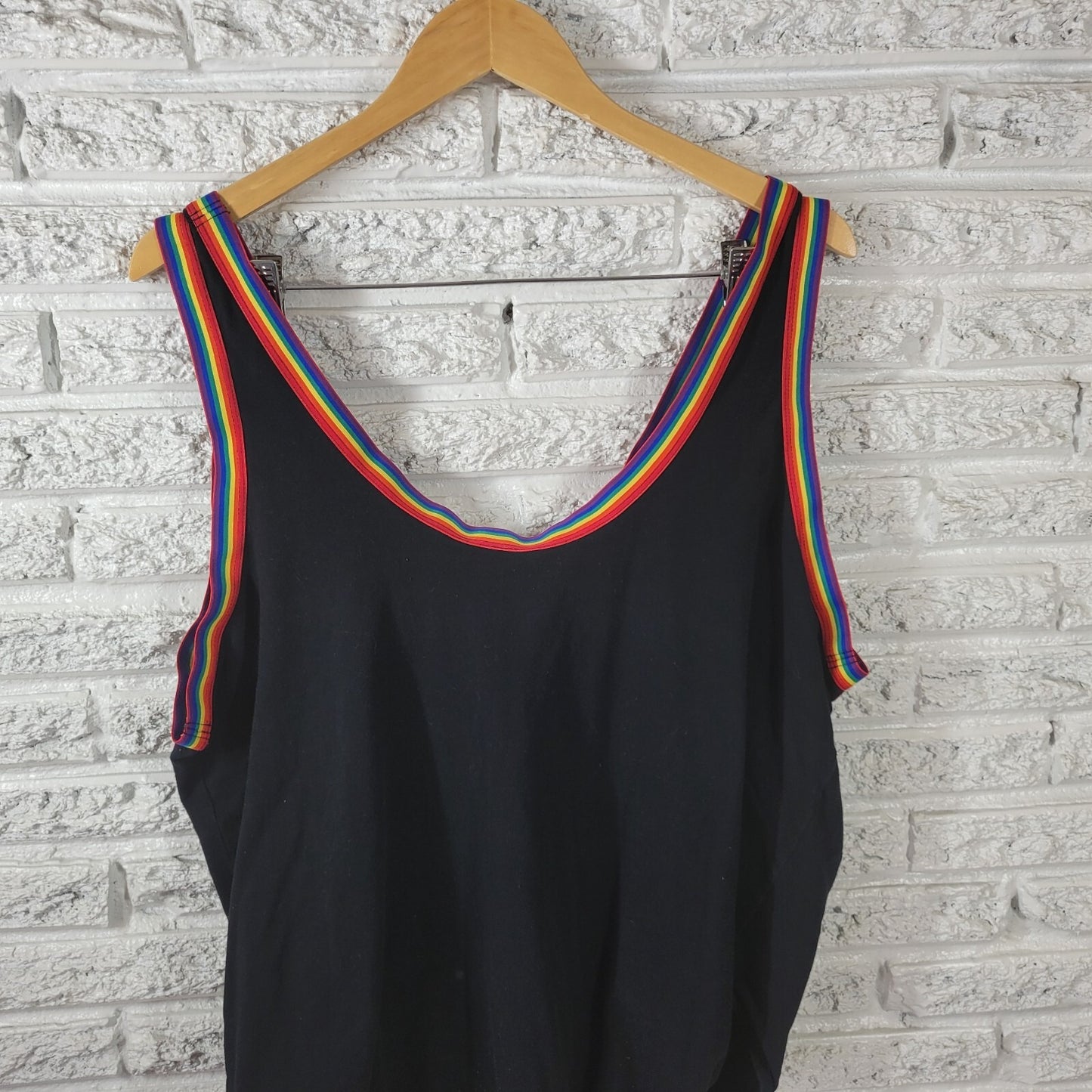 Torrid Womens Top 5 5X Plus Bodysuit Black Rainbow Wide Strap Snap Lightweight