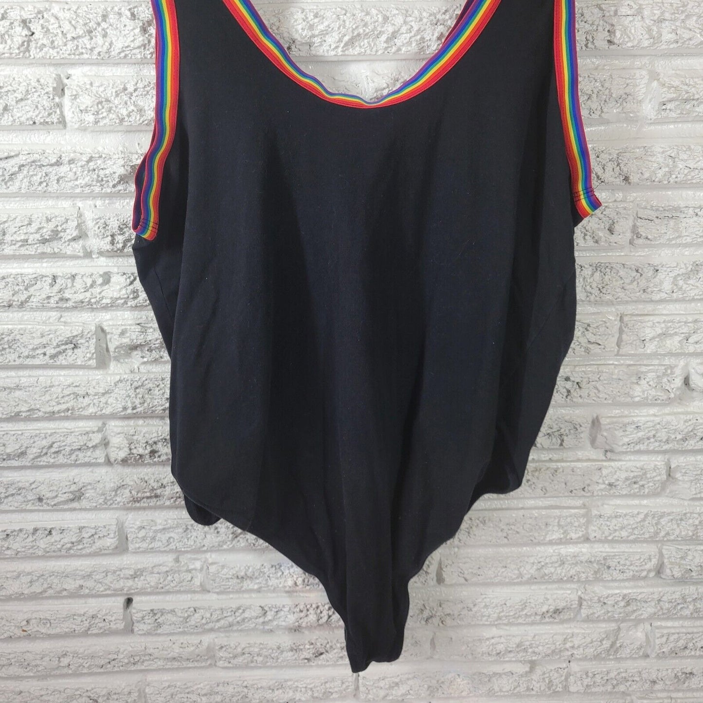 Torrid Womens Top 5 5X Plus Bodysuit Black Rainbow Wide Strap Snap Lightweight