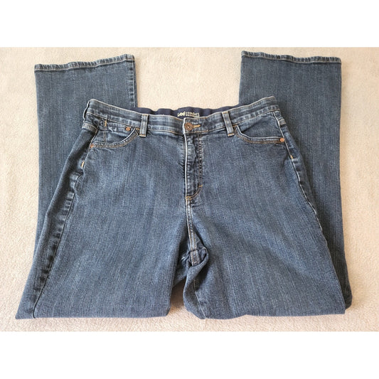 Lee Womens Jeans 18M Plus Straight Leg Dark Blue Denim Elastic Waist Zip Fly