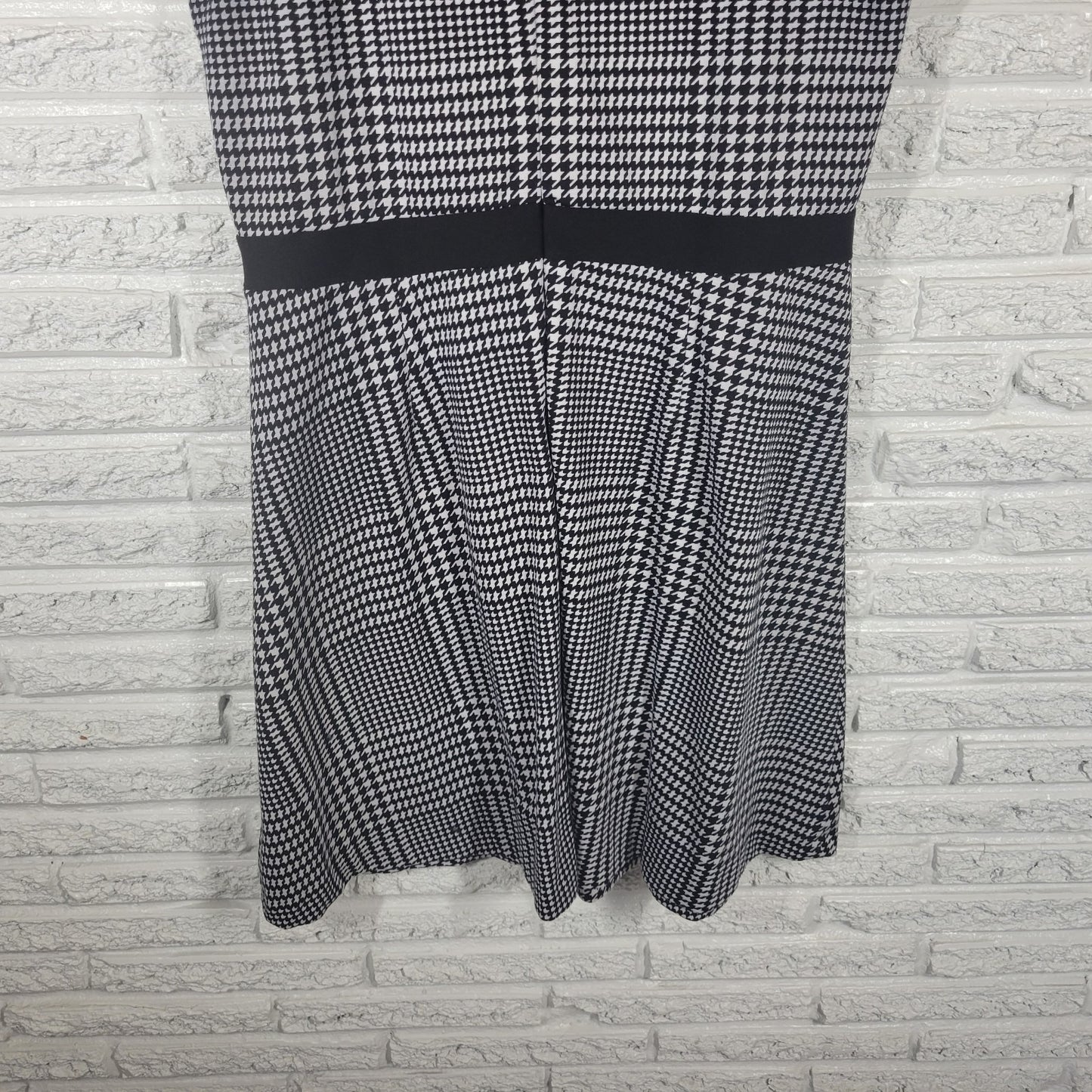 Calvin Klein 18W Plus Size Houndstooth Sheath Dress Mesh Shoulder Black Work