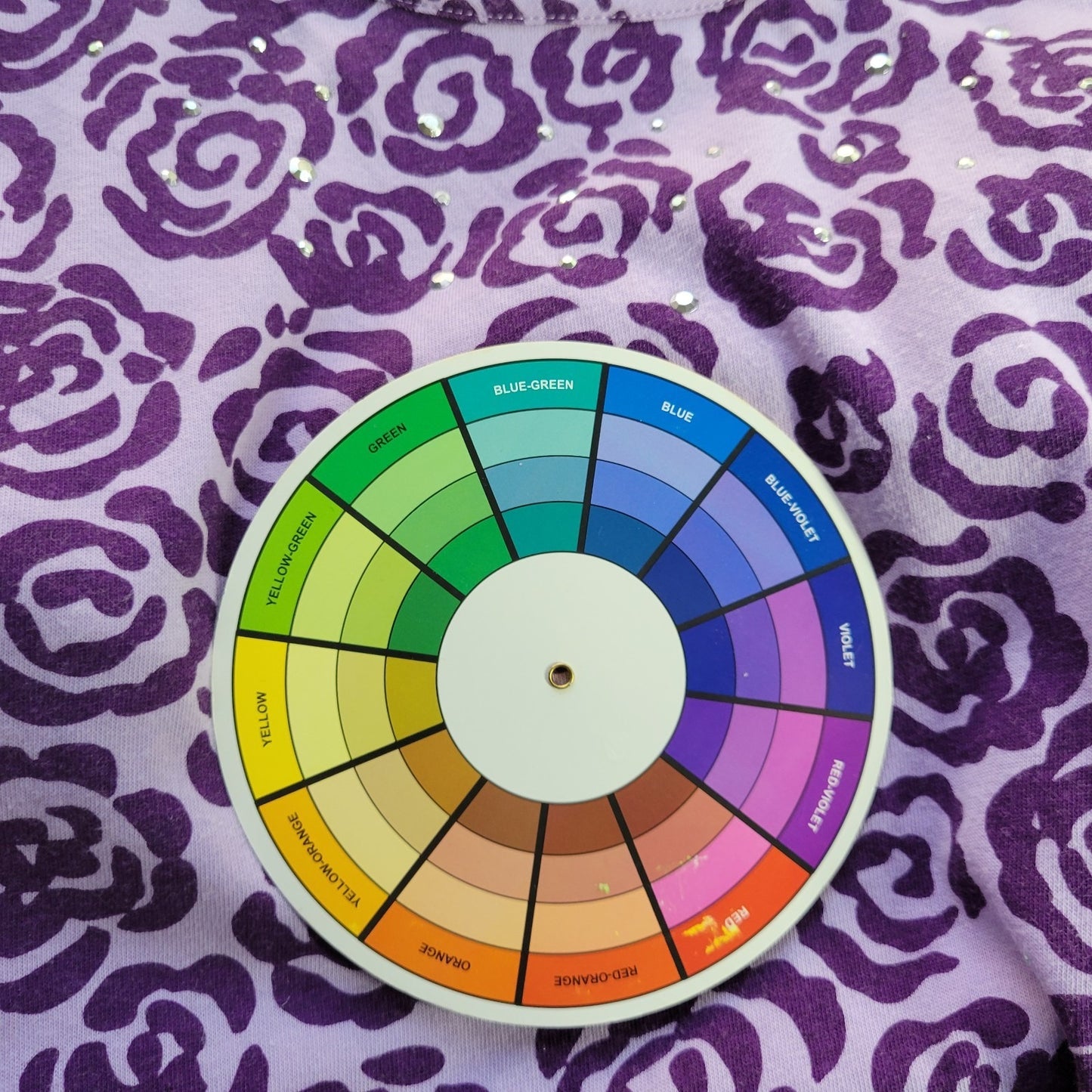 White Stag Womens Top 2X Plus 3/4 Sleeve Purple Floral Studded Casual Comfy