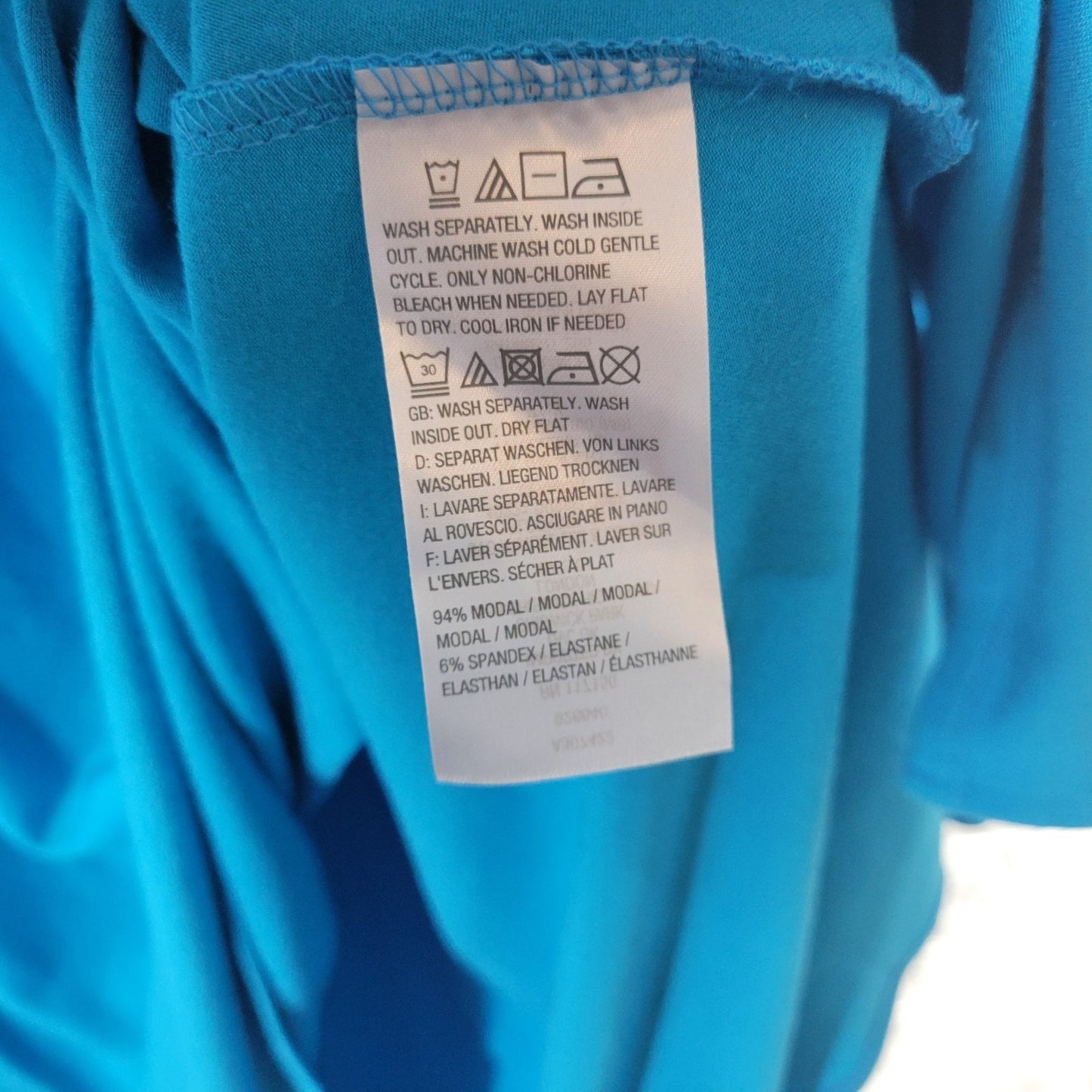 Belle Kim Gravel QVC Womens Top XL Tunic 3/4 Sleeve Blue Cold Shoulder Casual