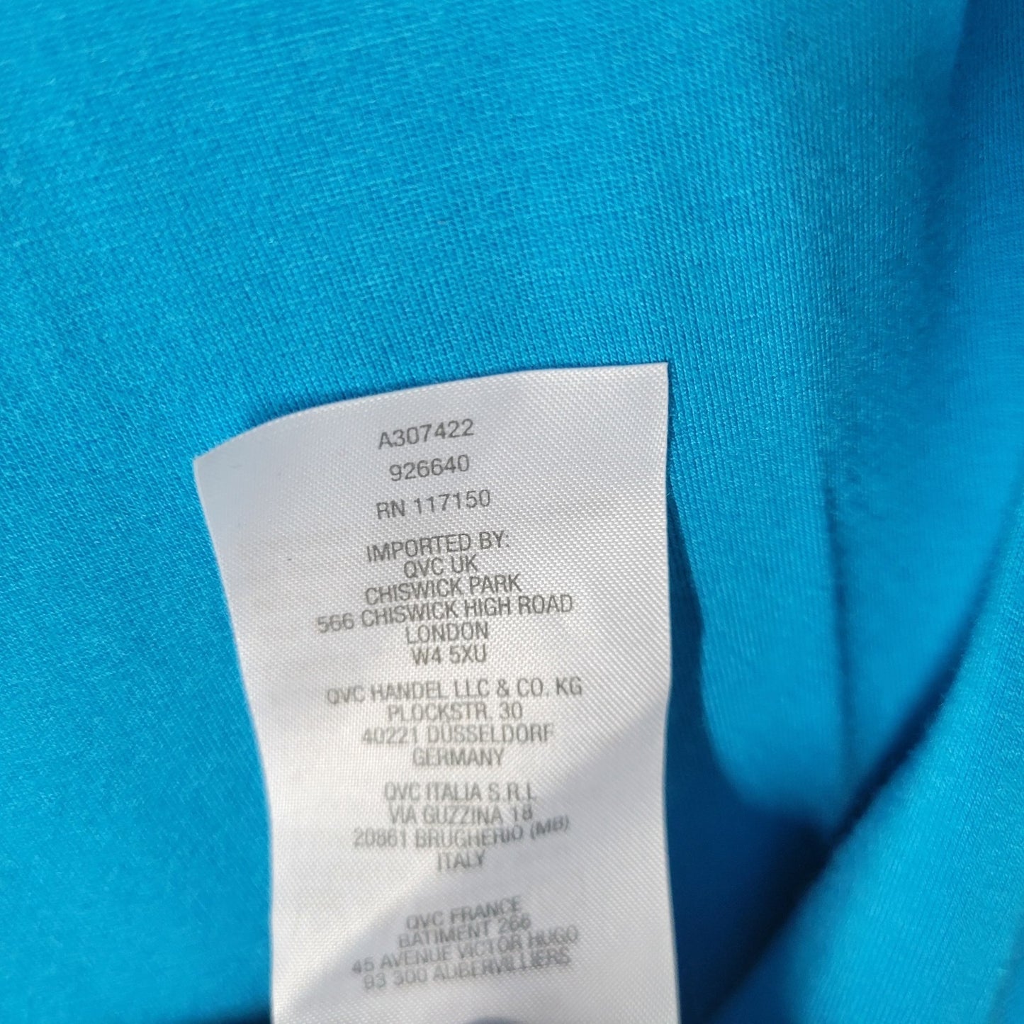 Belle Kim Gravel QVC Womens Top XL Tunic 3/4 Sleeve Blue Cold Shoulder Casual