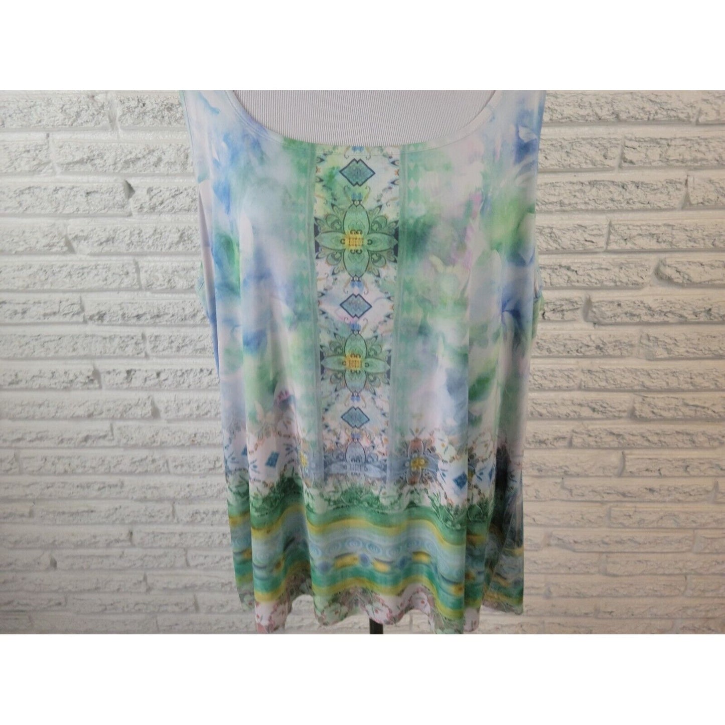 Cato Womens Top 26W 28W Plus Tank Geometric Blue Poly Blend Pullover Casual