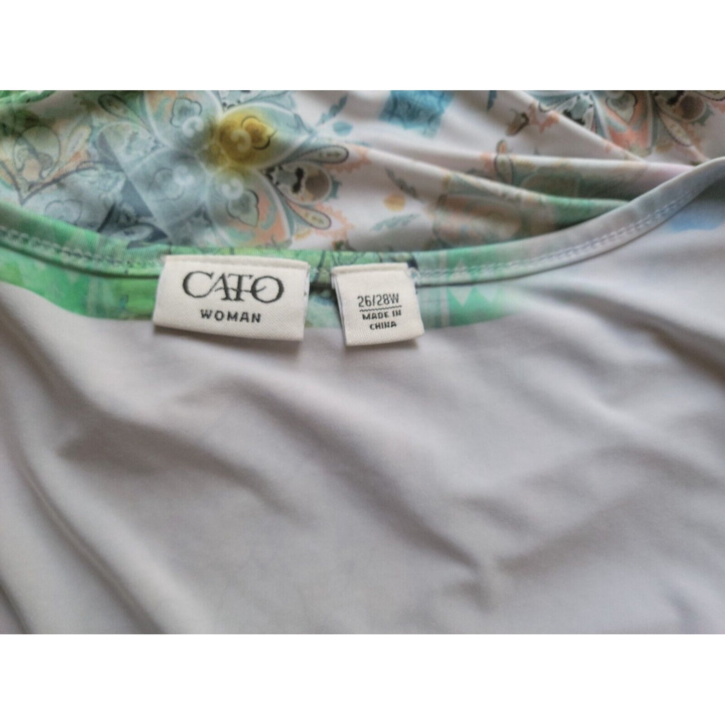 Cato Womens Top 26W 28W Plus Tank Geometric Blue Poly Blend Pullover Casual